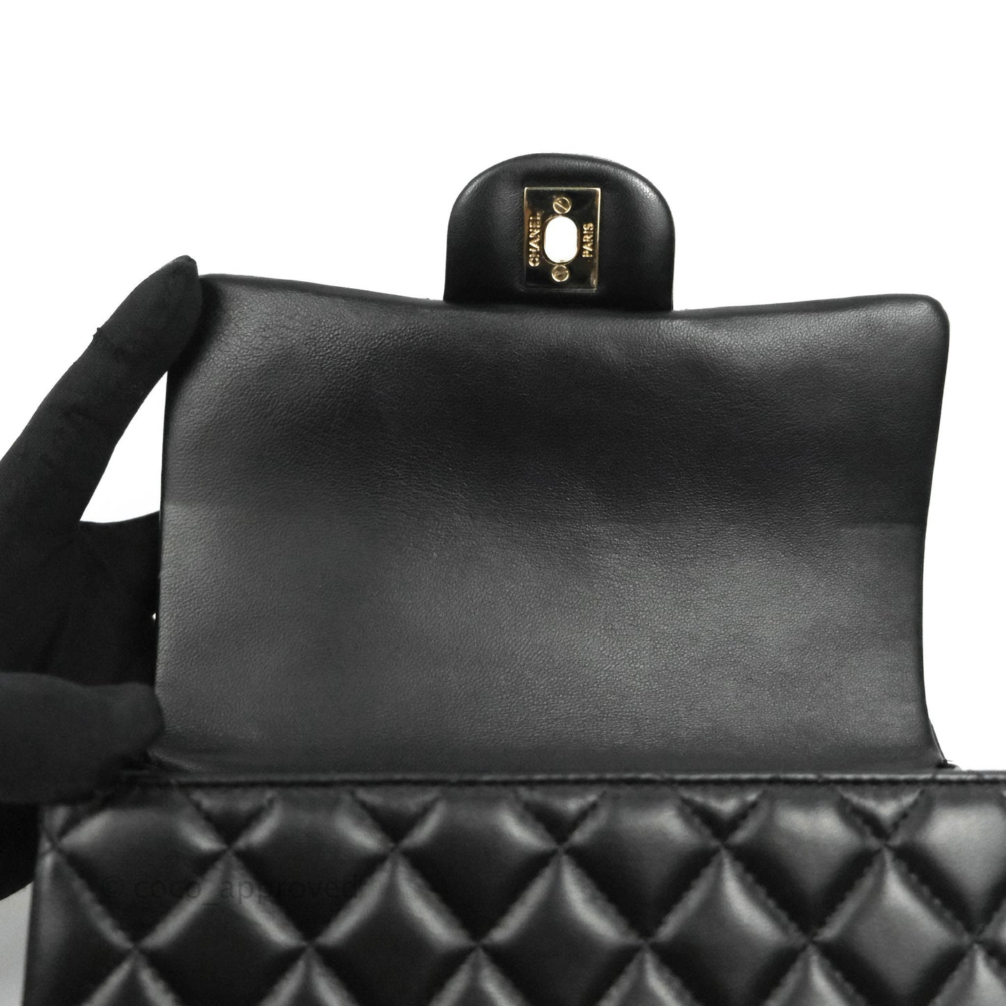 Chanel Top Handle Mini Rectangular Flap Bag Black Lambskin Gold Hardware