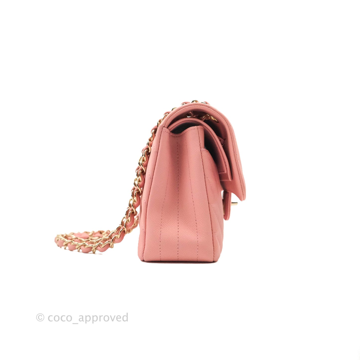 Chanel Classic Chevron S/M Small Double Flap Pink Caviar Gold Hardware