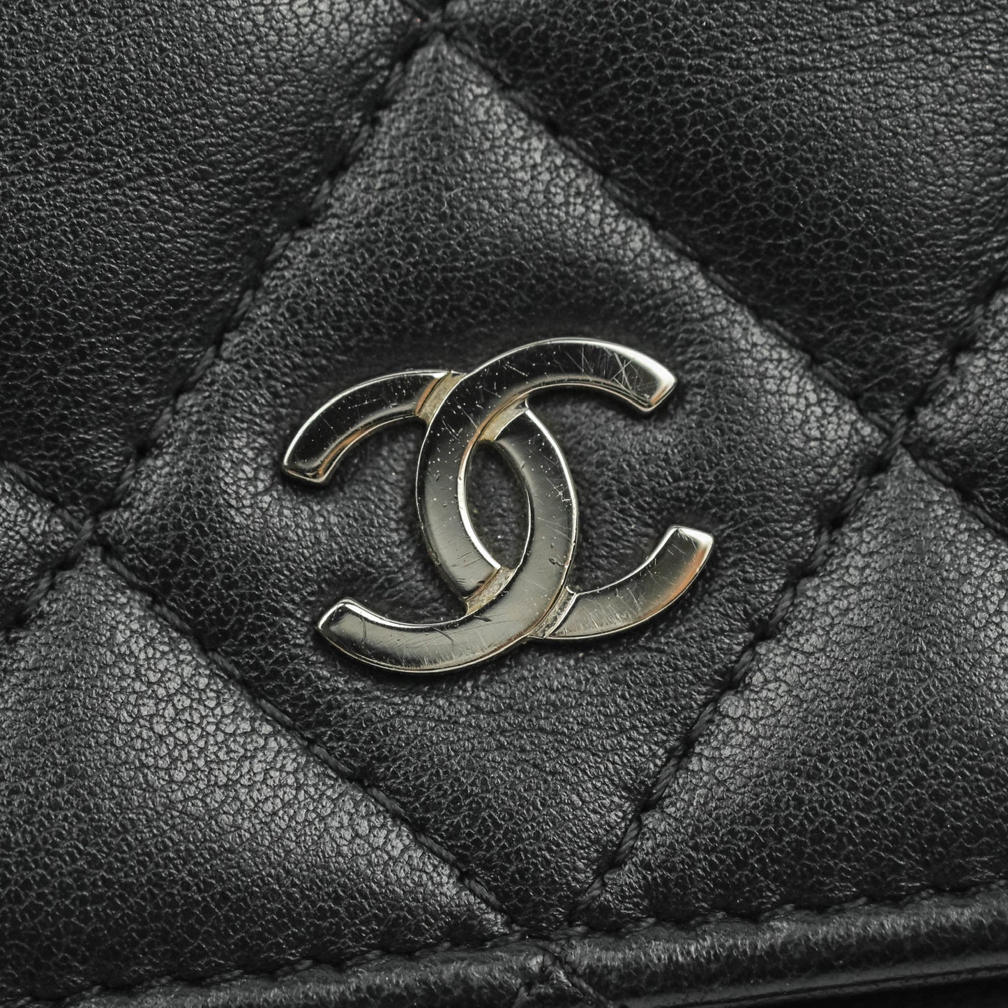 Chanel Classic Wallet On Chain Black Lambskin Silver Hardware