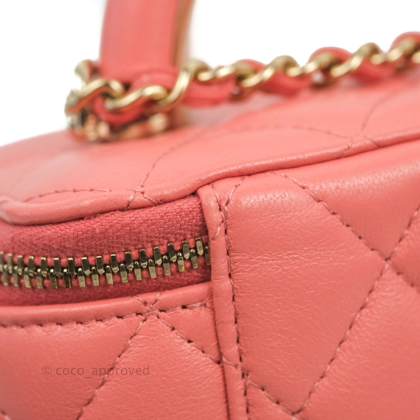 Chanel Vanity Rectangular Top Handle Pink Lambskin Gold Hardware
