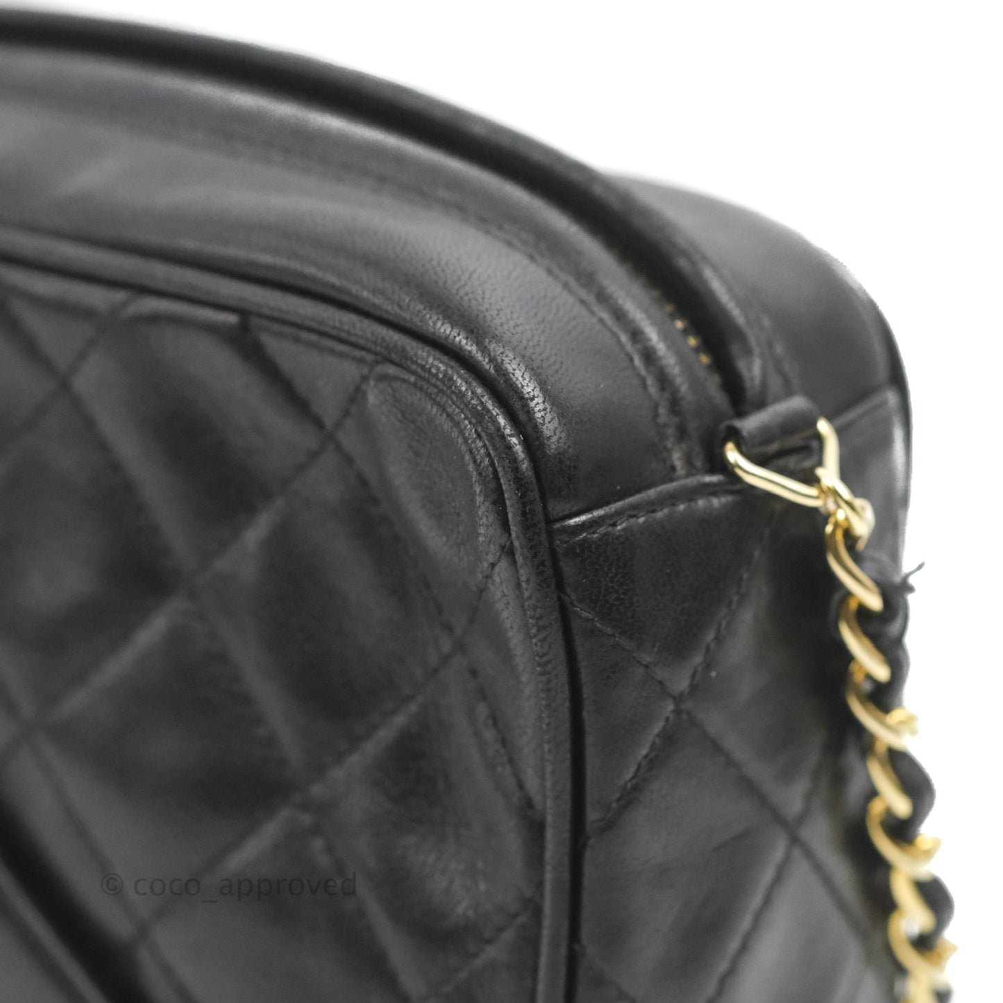 Chanel Vintage Small Camera Bag Black Lambskin Gold Hardware