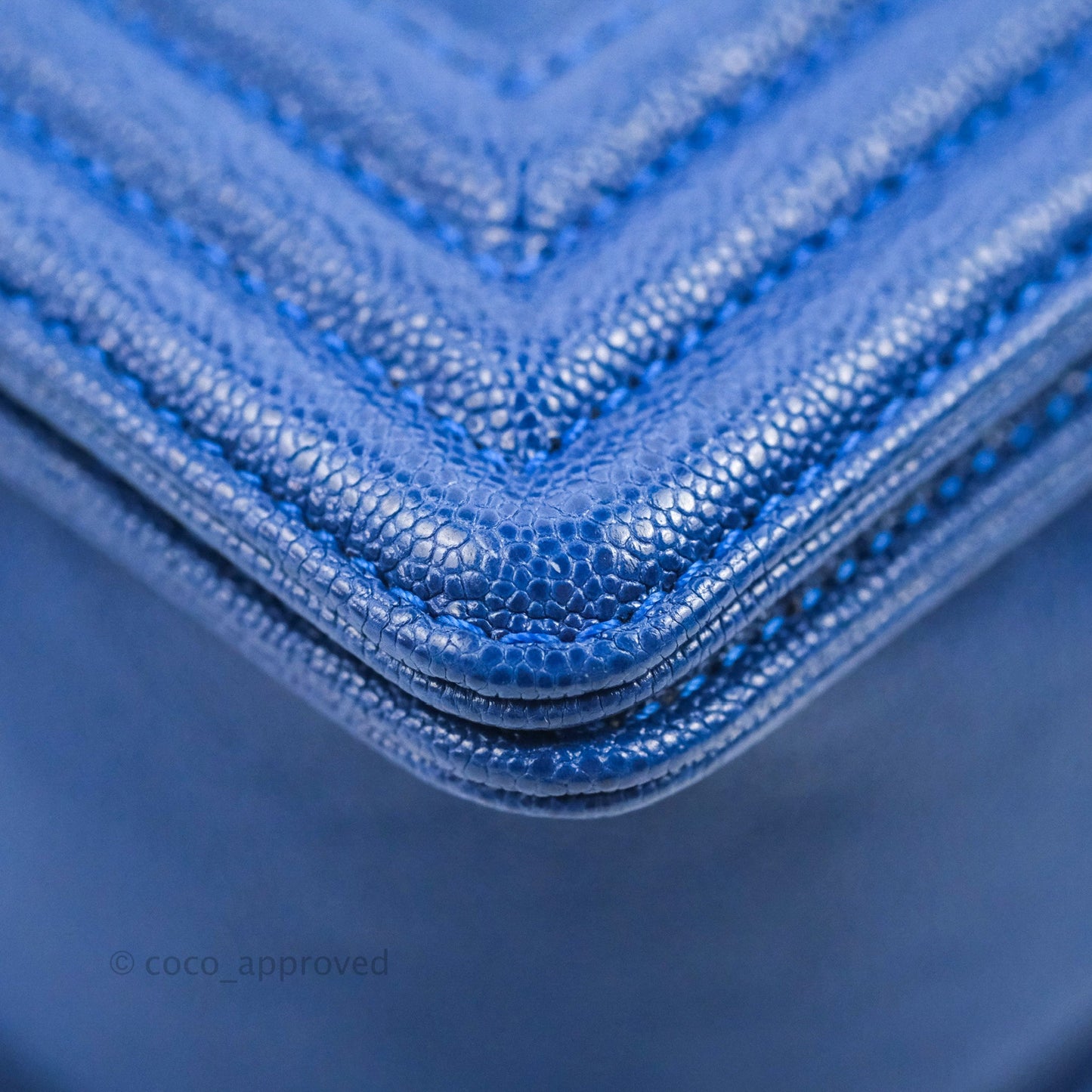 Chanel Quilted Medium Boy Blue Caviar Aged Gold Hardware