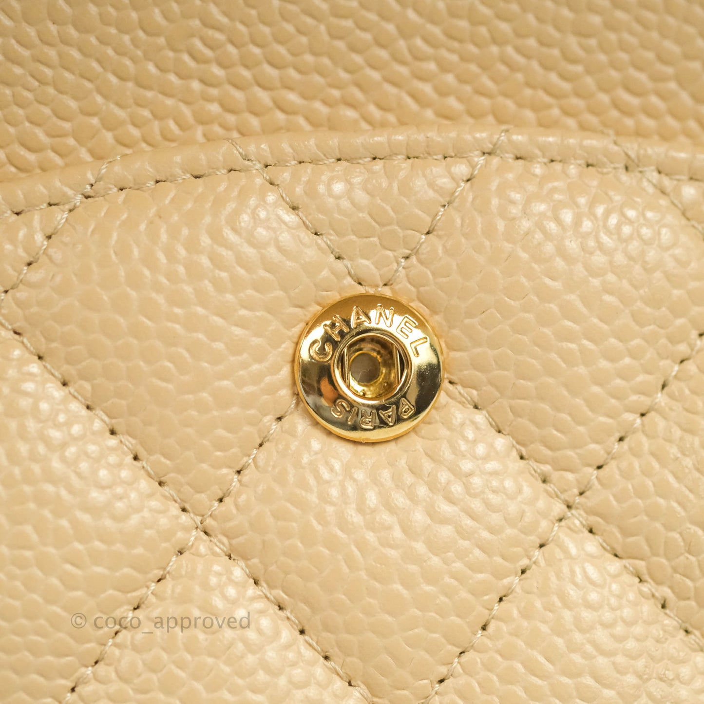 Chanel Classic M/L Medium Flap Quilted Beige Caviar Gold Hardware