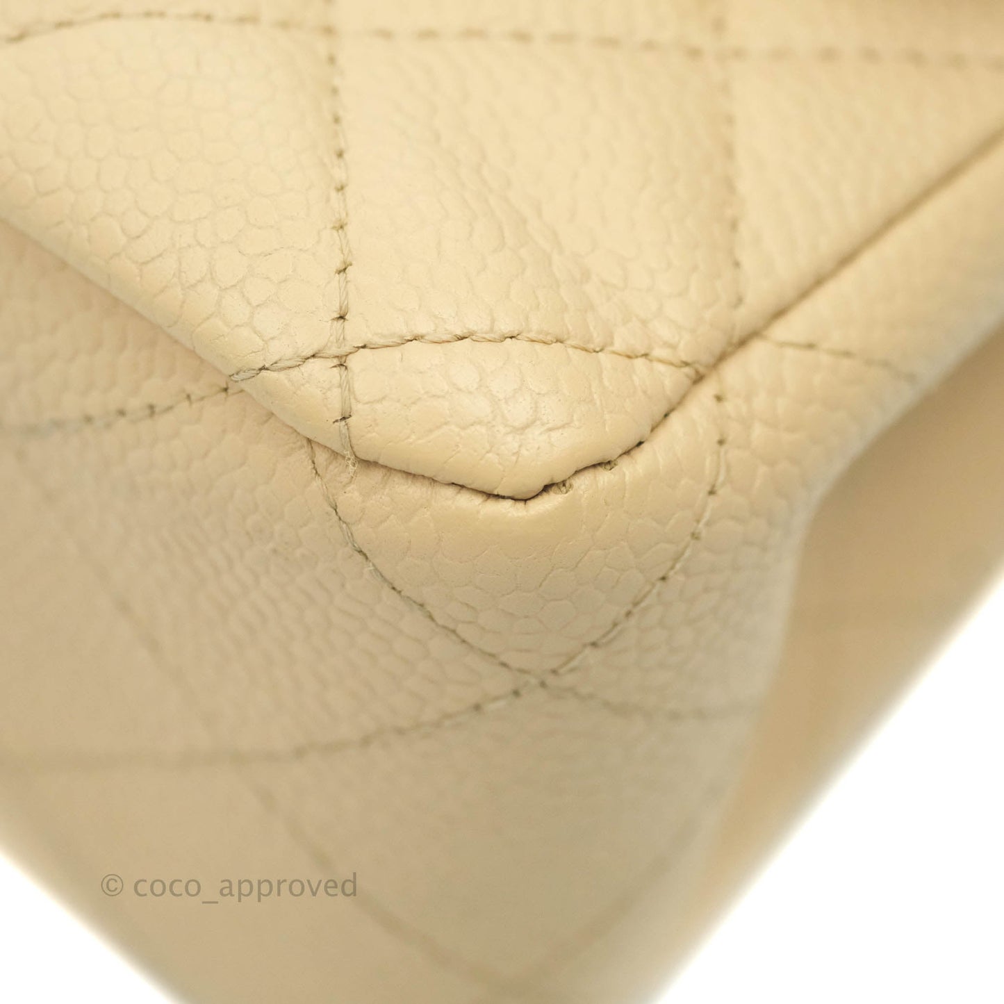 Chanel Classic Medium Flap Quilted Beige Caviar Gold Hardware
