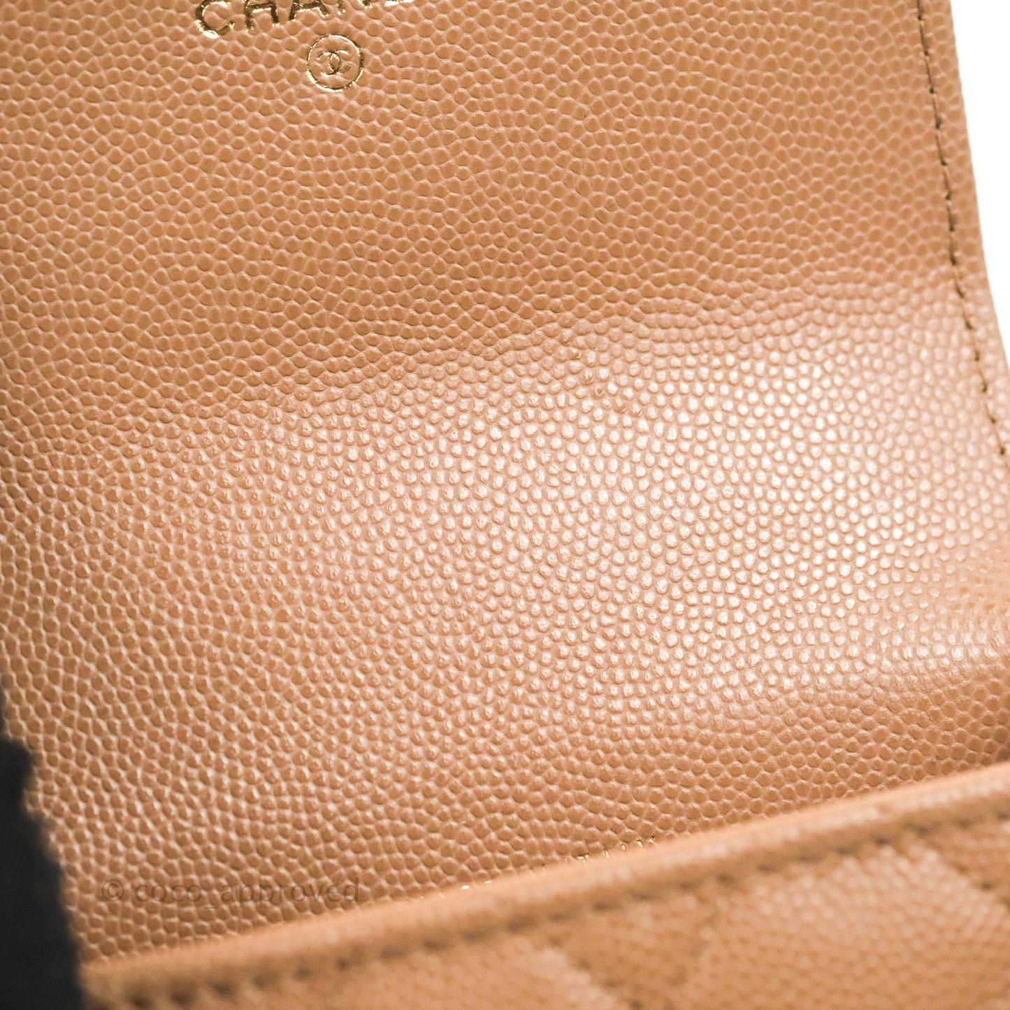 Chanel CC Chain Clutch with Chain Beige Caviar Gold Hardware