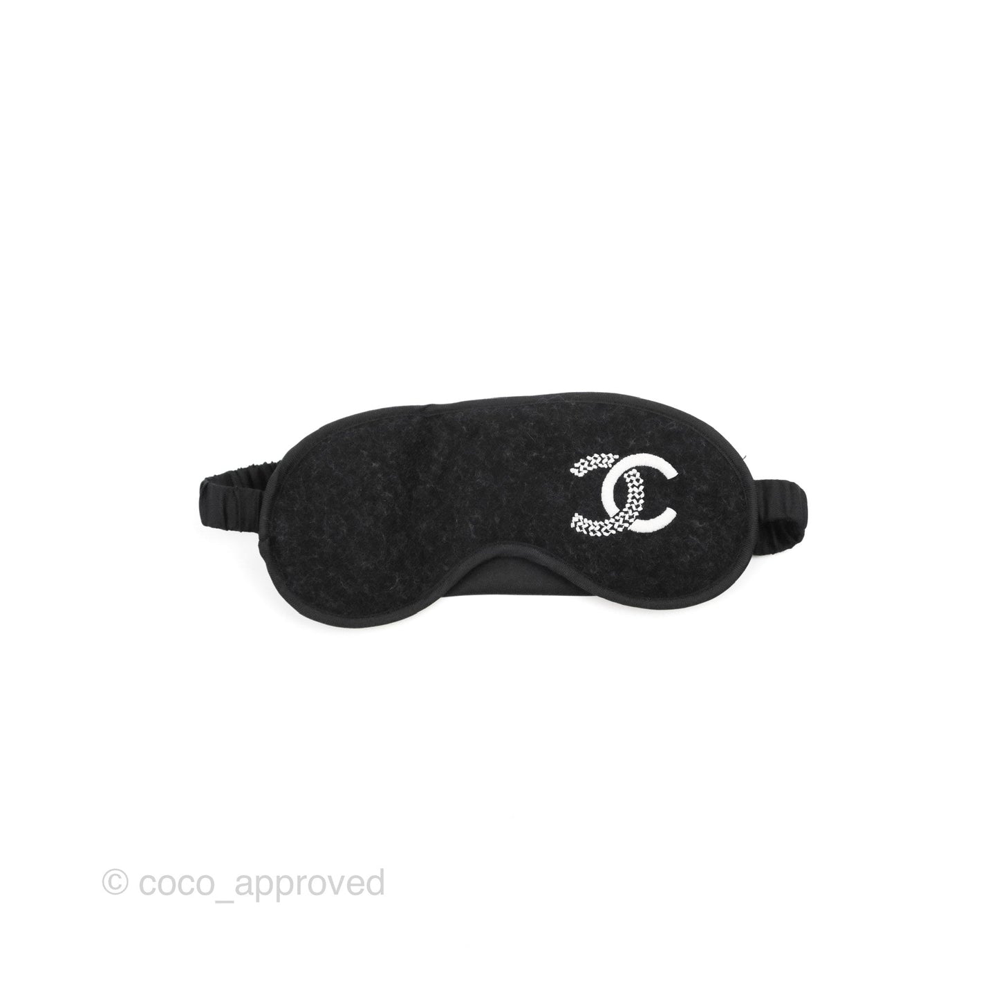 Chanel Travel Set Blanket & Sleep Eye Mask Black/Grey Wool/Silk
