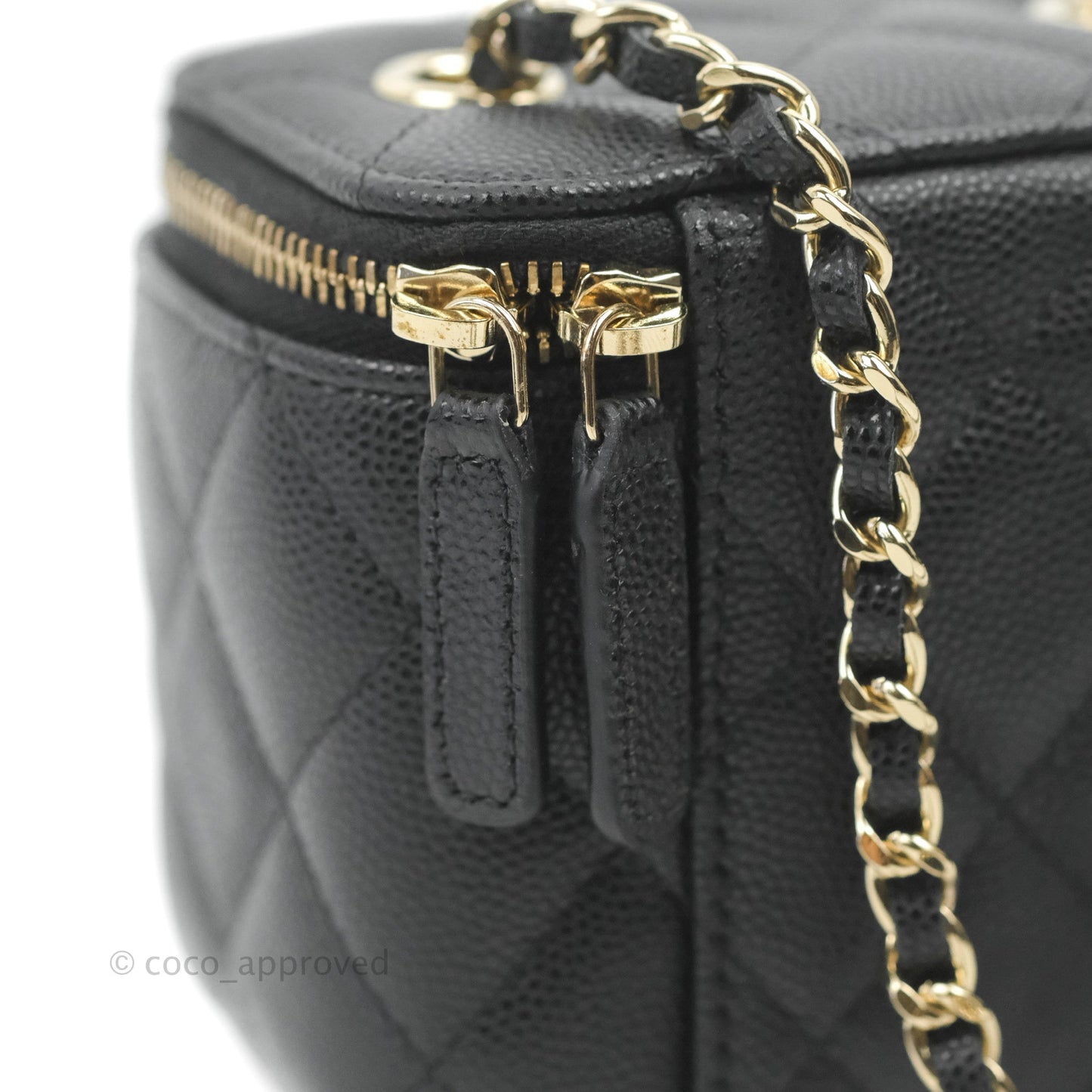 Chanel Mini Vanity With Chain Black Caviar Gold Hardware