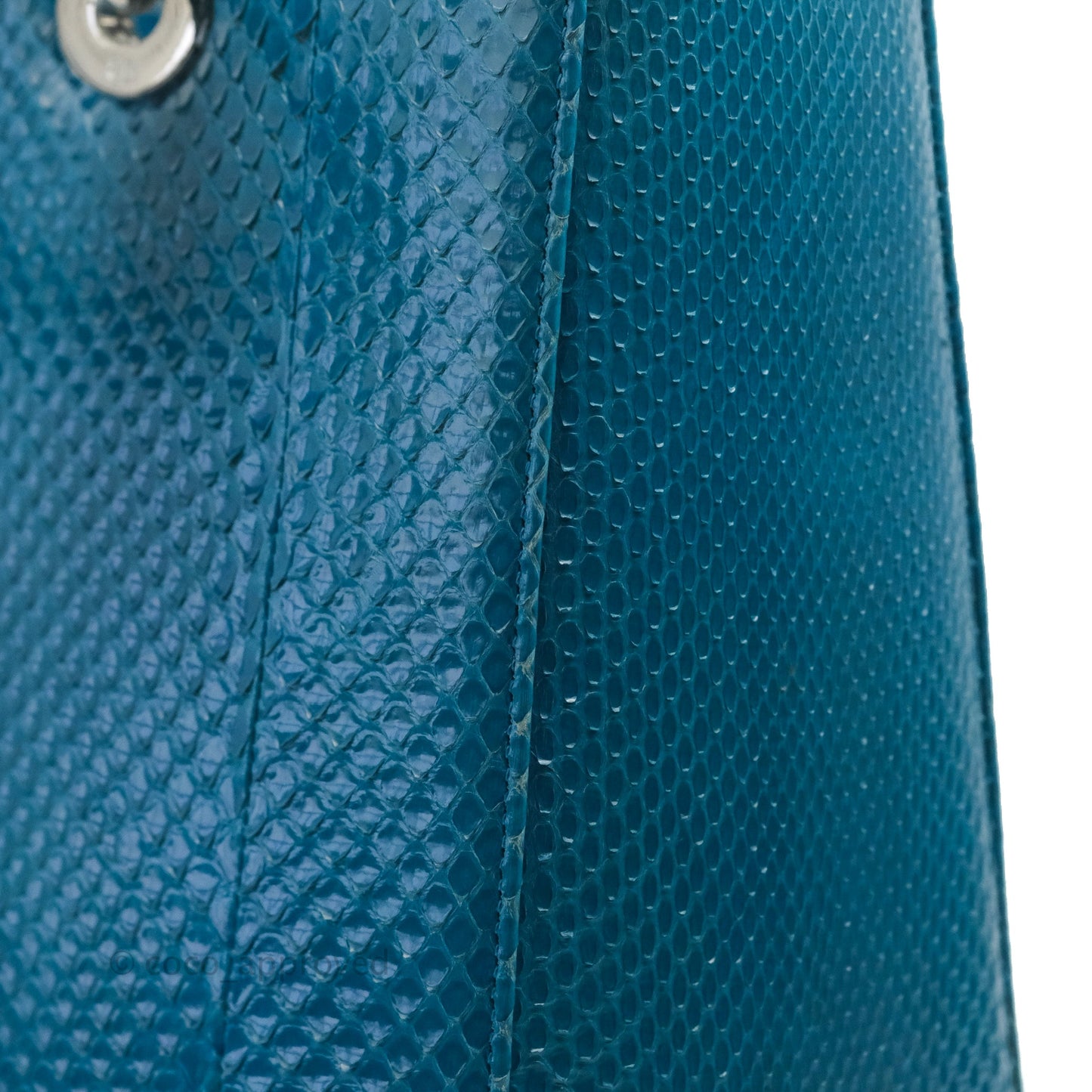 Christian Dior Large Lady Dior Python Blue Silver Hardware