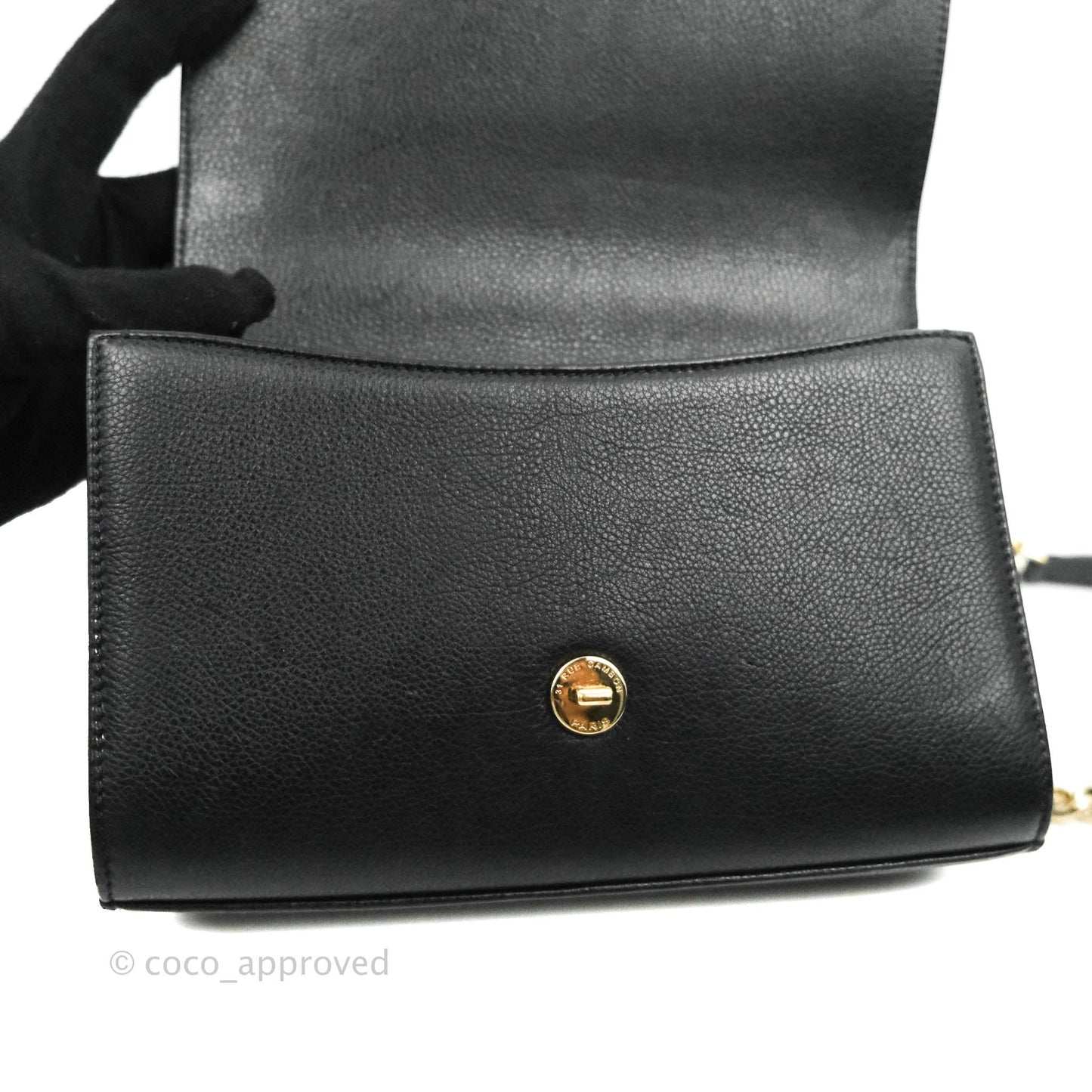 Chanel Quilted Small Label Click Flap Bag Black Grained Calfskin Gold Hardware
