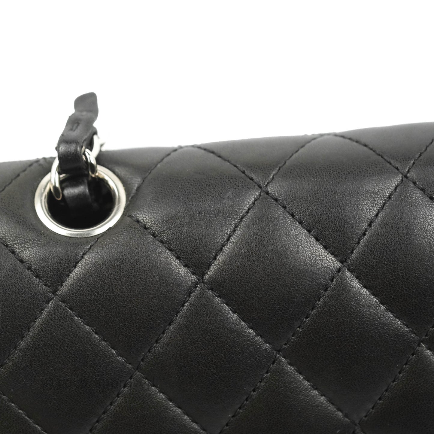 Chanel Medium Classic Quilted Flap Black Lambskin Silver Hardware
