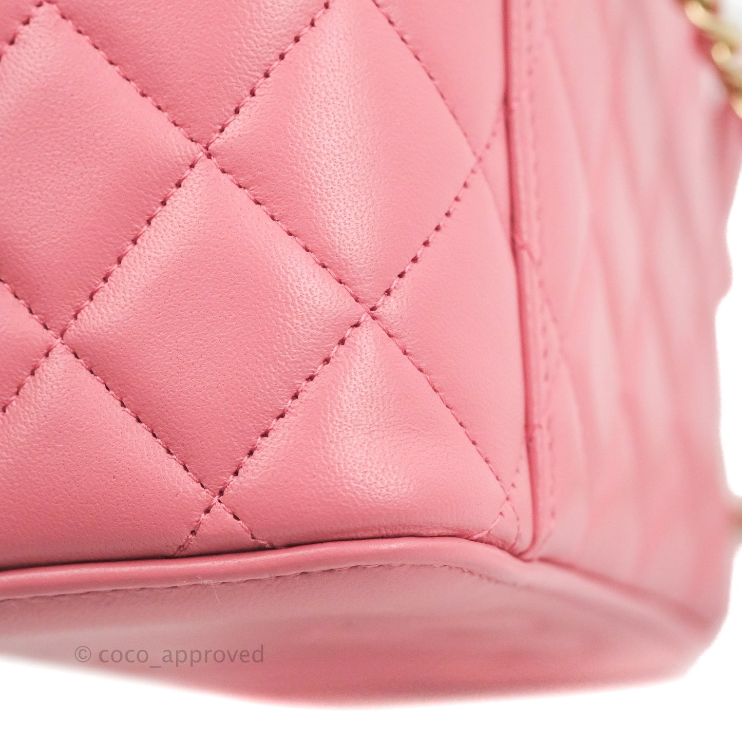 Chanel Vanity Rectangular Top Handle Pink Lambskin Gold Hardware