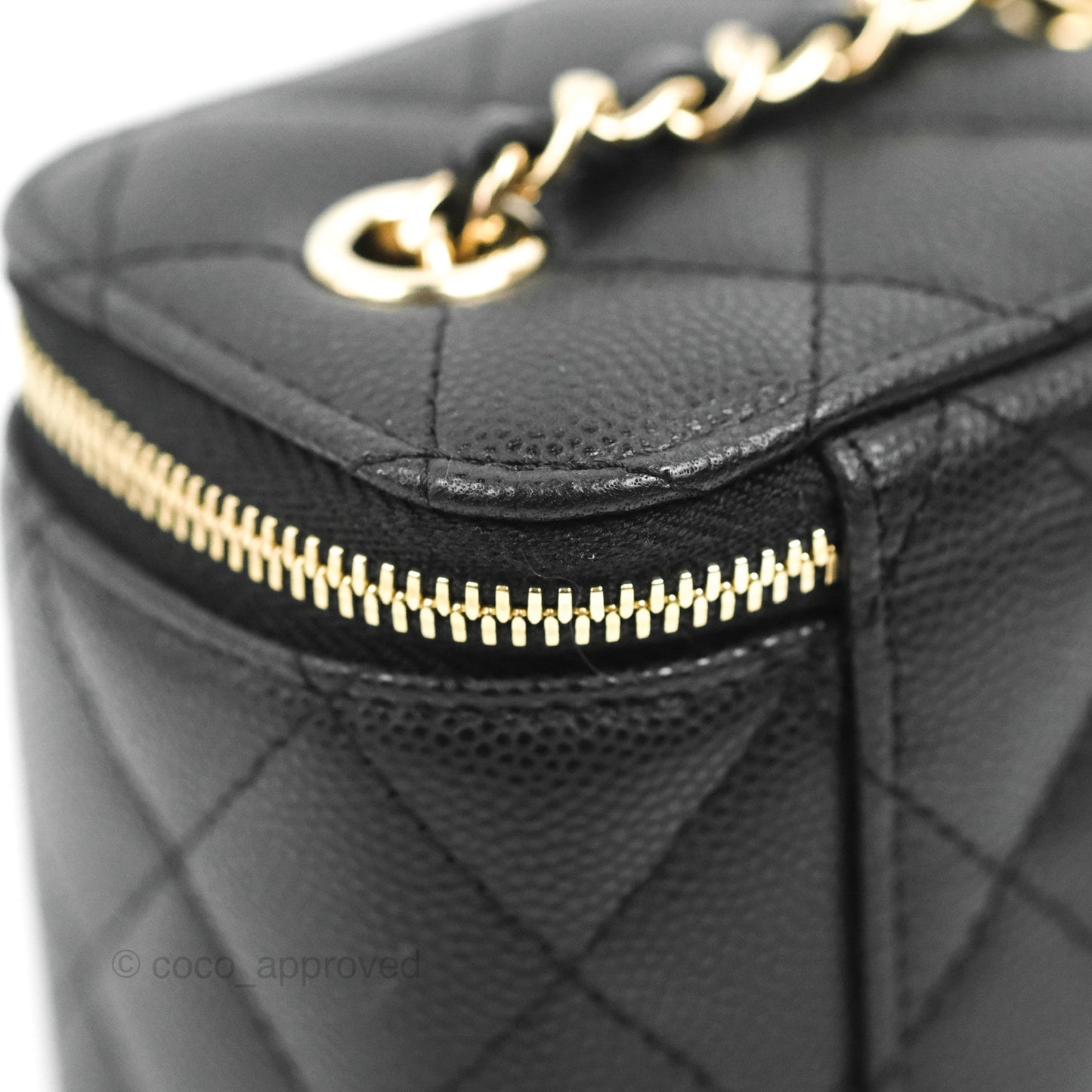 Chanel Mini Vanity With Chain Black Caviar Gold Hardware