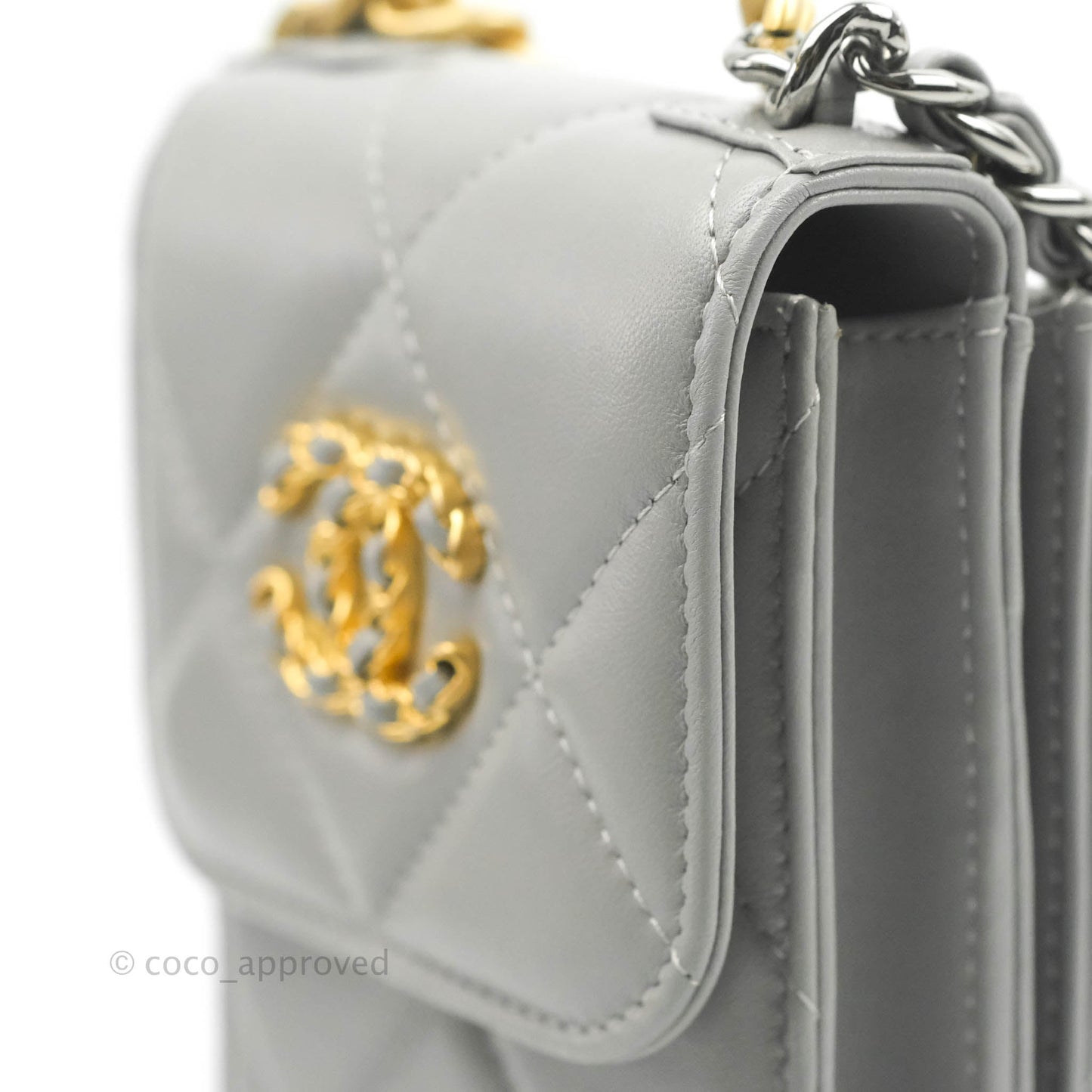 Chanel 19 Phone Holder Grey Mixed Hardware