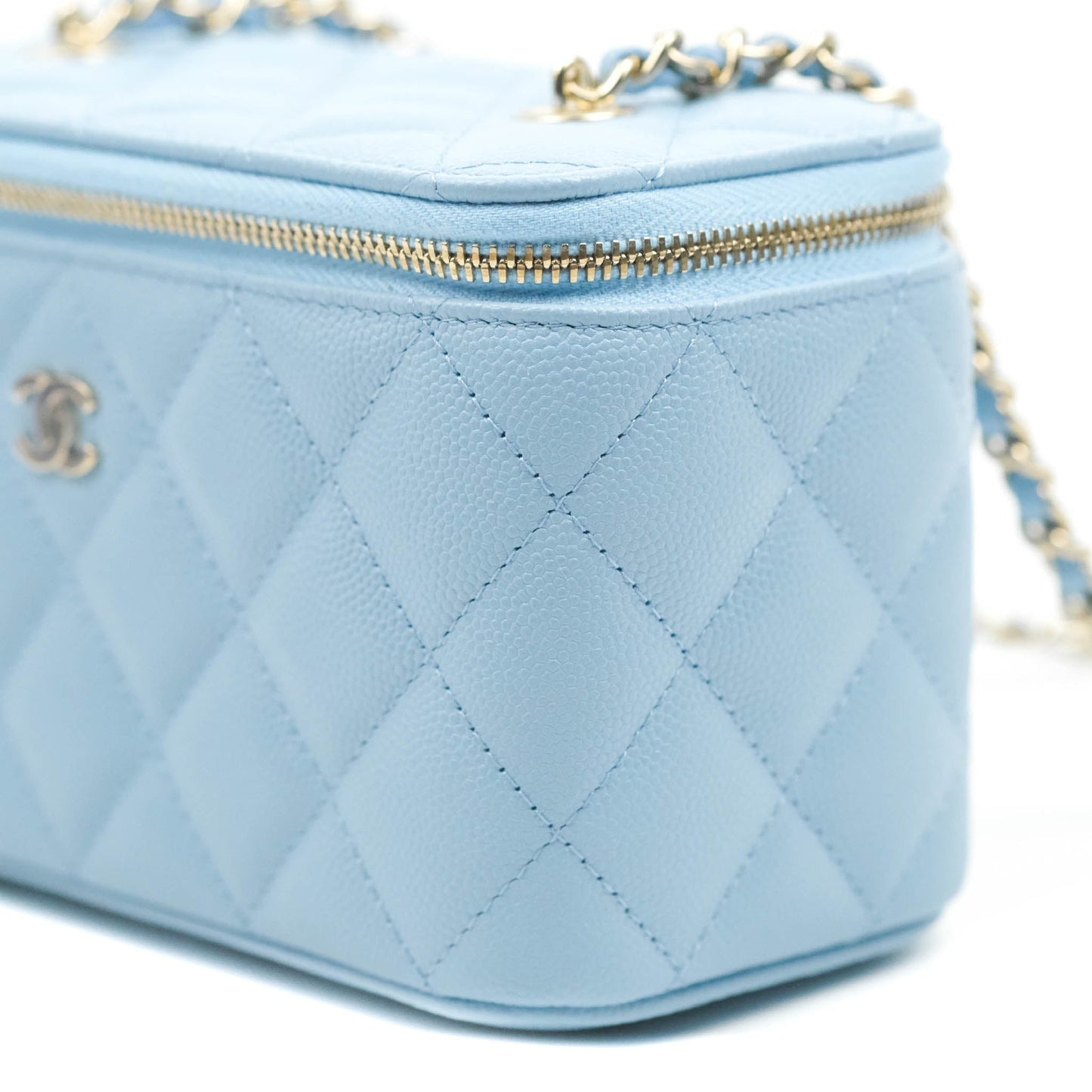 Chanel Vanity with Chain Blue Caviar Gold Hardware 22S