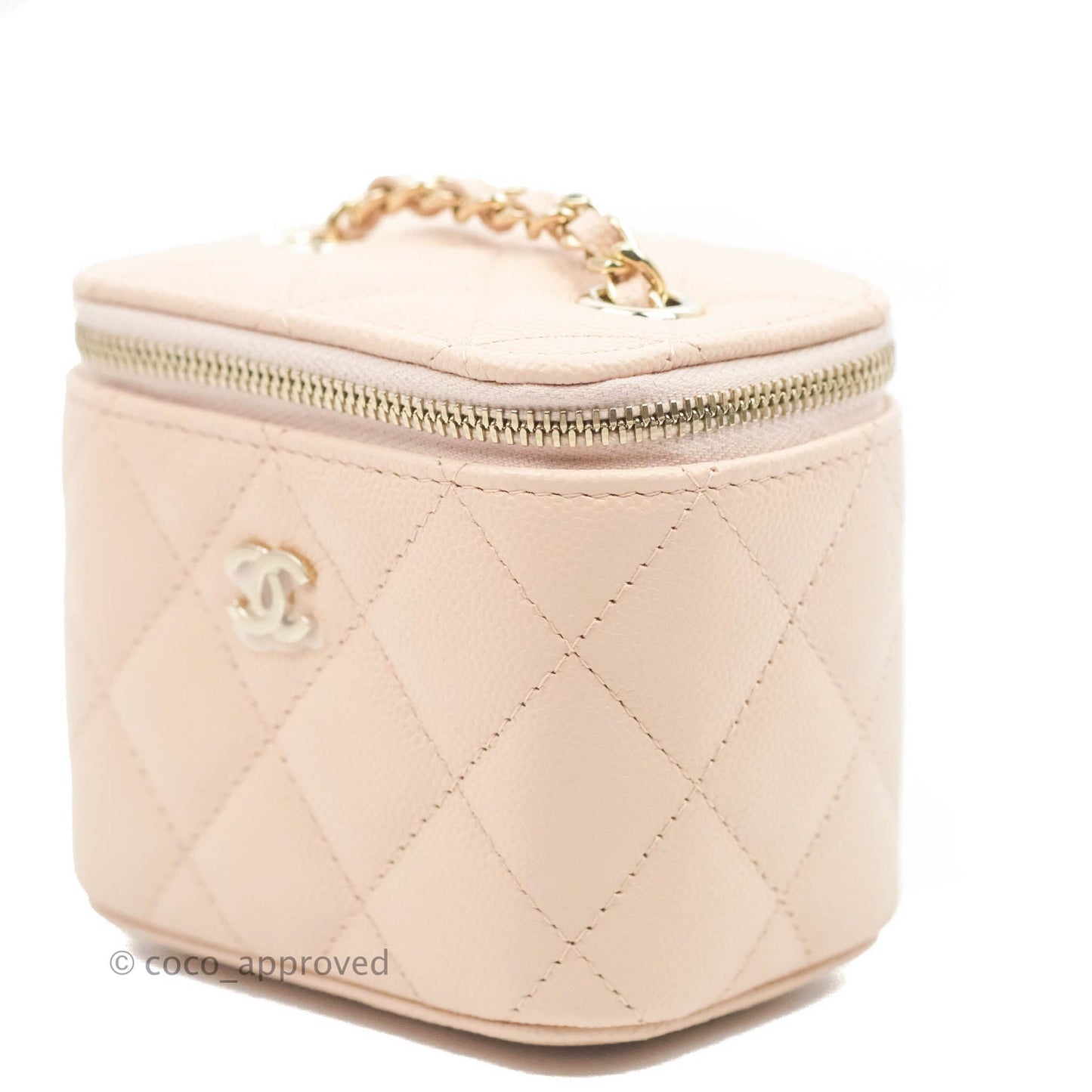 Chanel Classic Mini Vanity With Chain Light Pink Caviar Gold Hardware