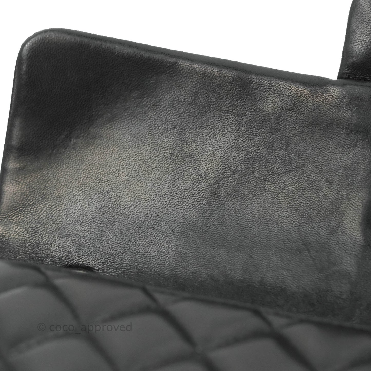 Chanel Quilted East West Flap Bag Black Lambskin Silver Hardware