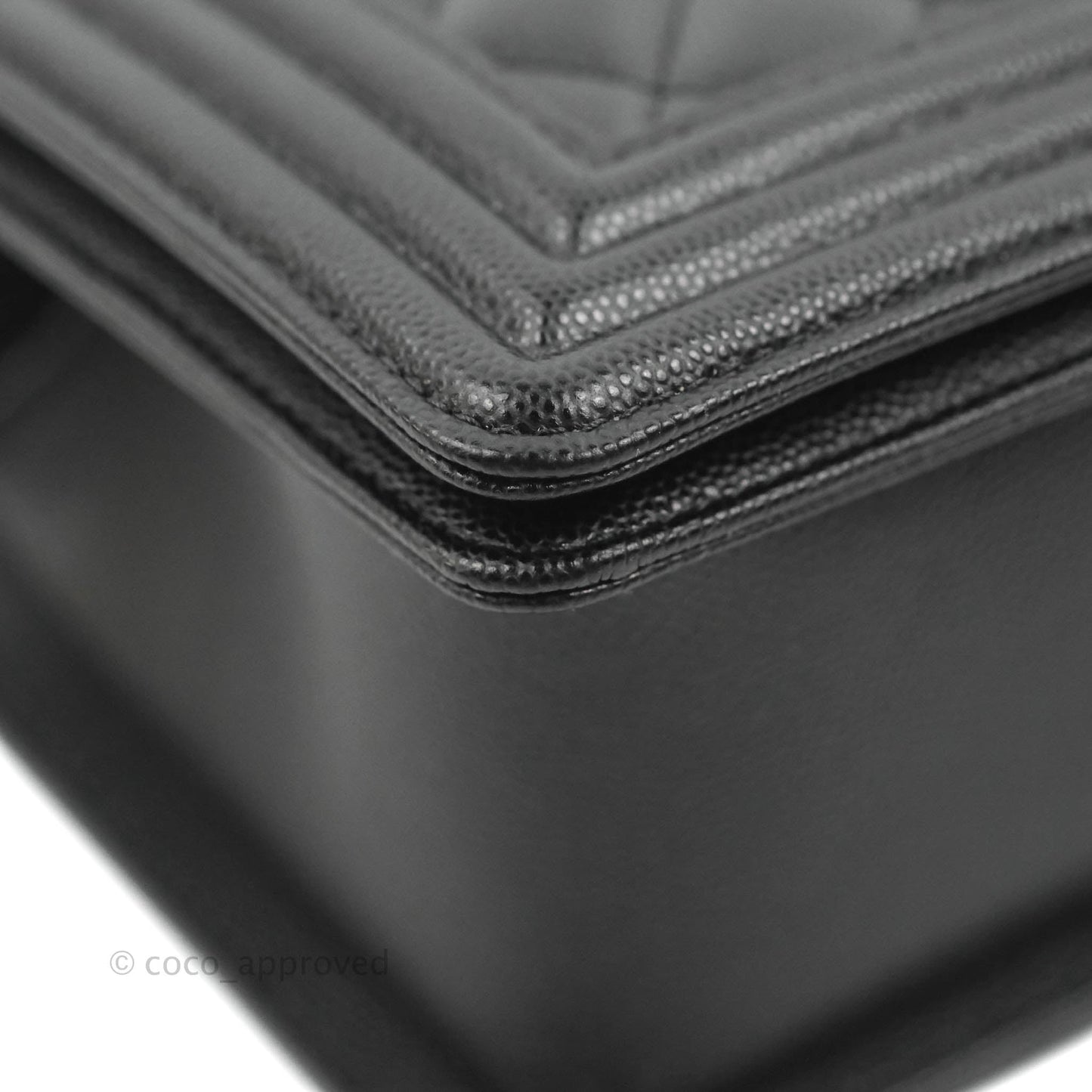 Chanel Quilted Medium Boy Black Caviar Aged Gold Hardware