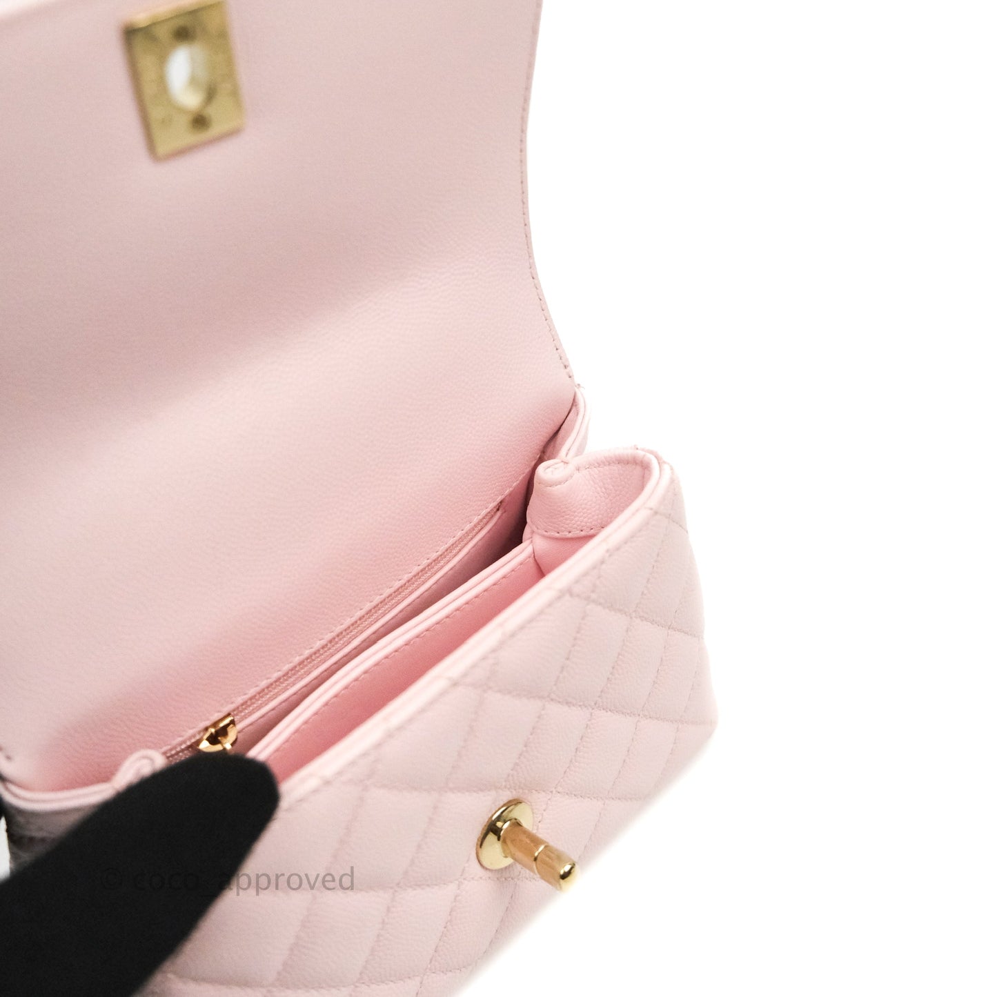 Chanel Mini Coco Handle Quilted Light Pink Caviar Gold Hardware