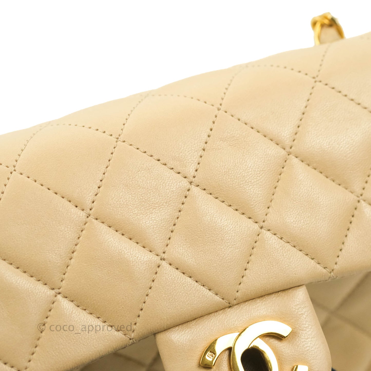 Chanel Vintage Mini Square Beige Lambskin 24K Gold Hardware