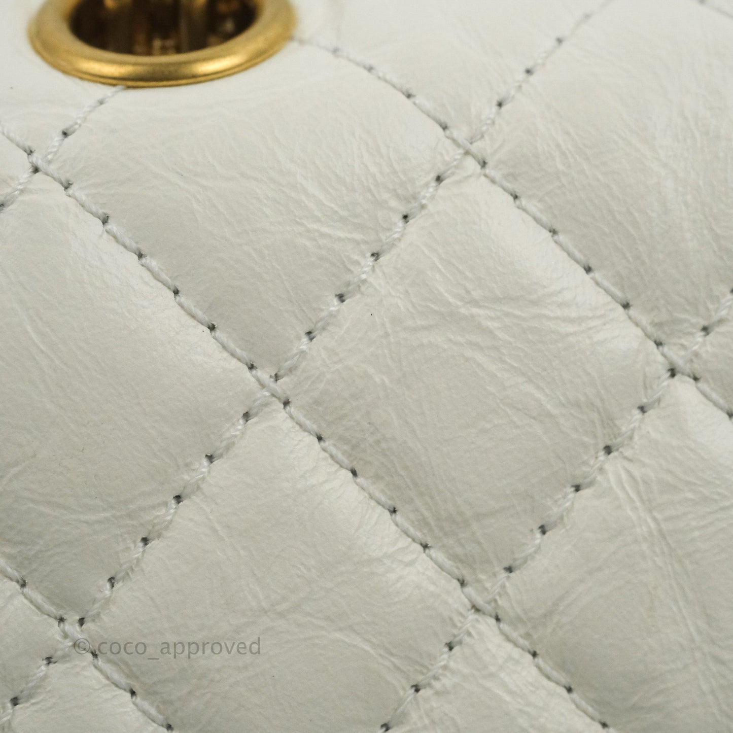 Chanel Mini Reissue 224 White Aged Calfskin Aged Gold Hardware