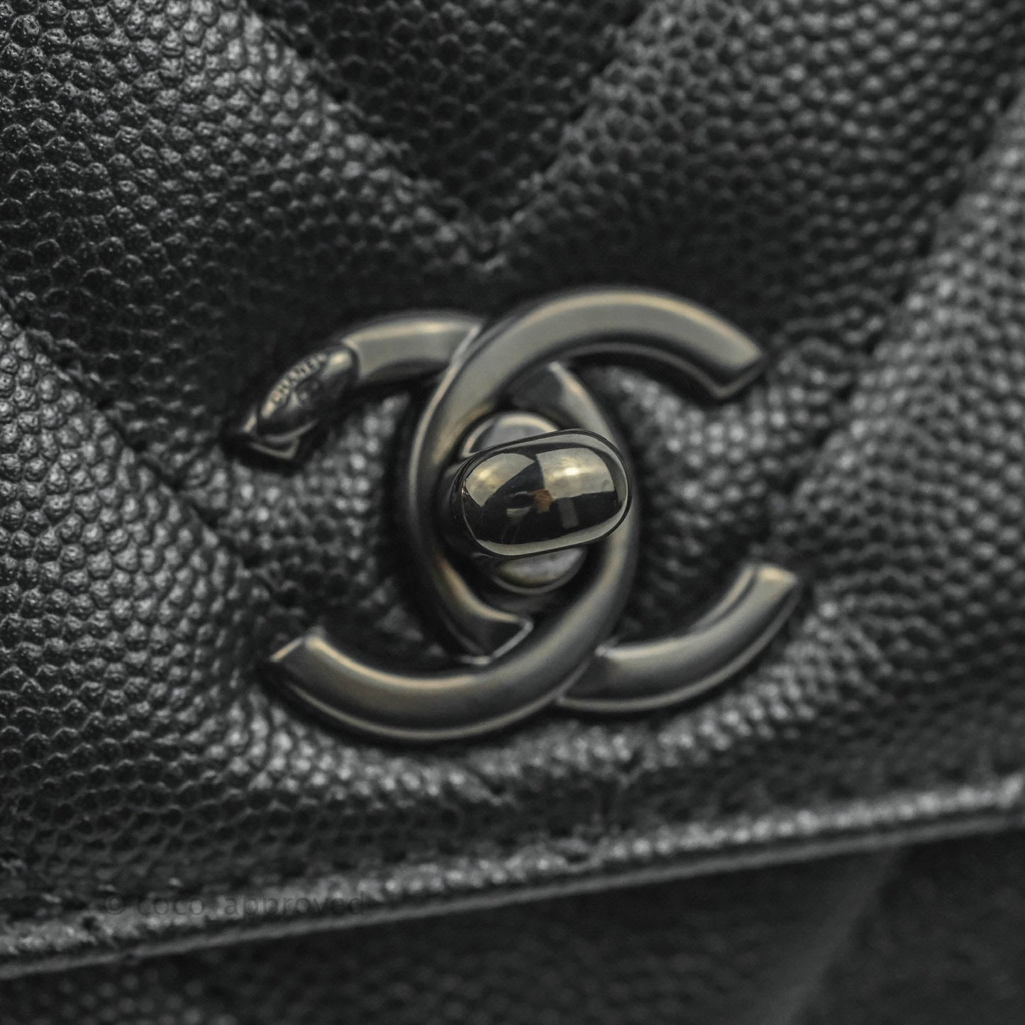 Chanel Mini Chevron Coco Handle Bag So Black Caviar