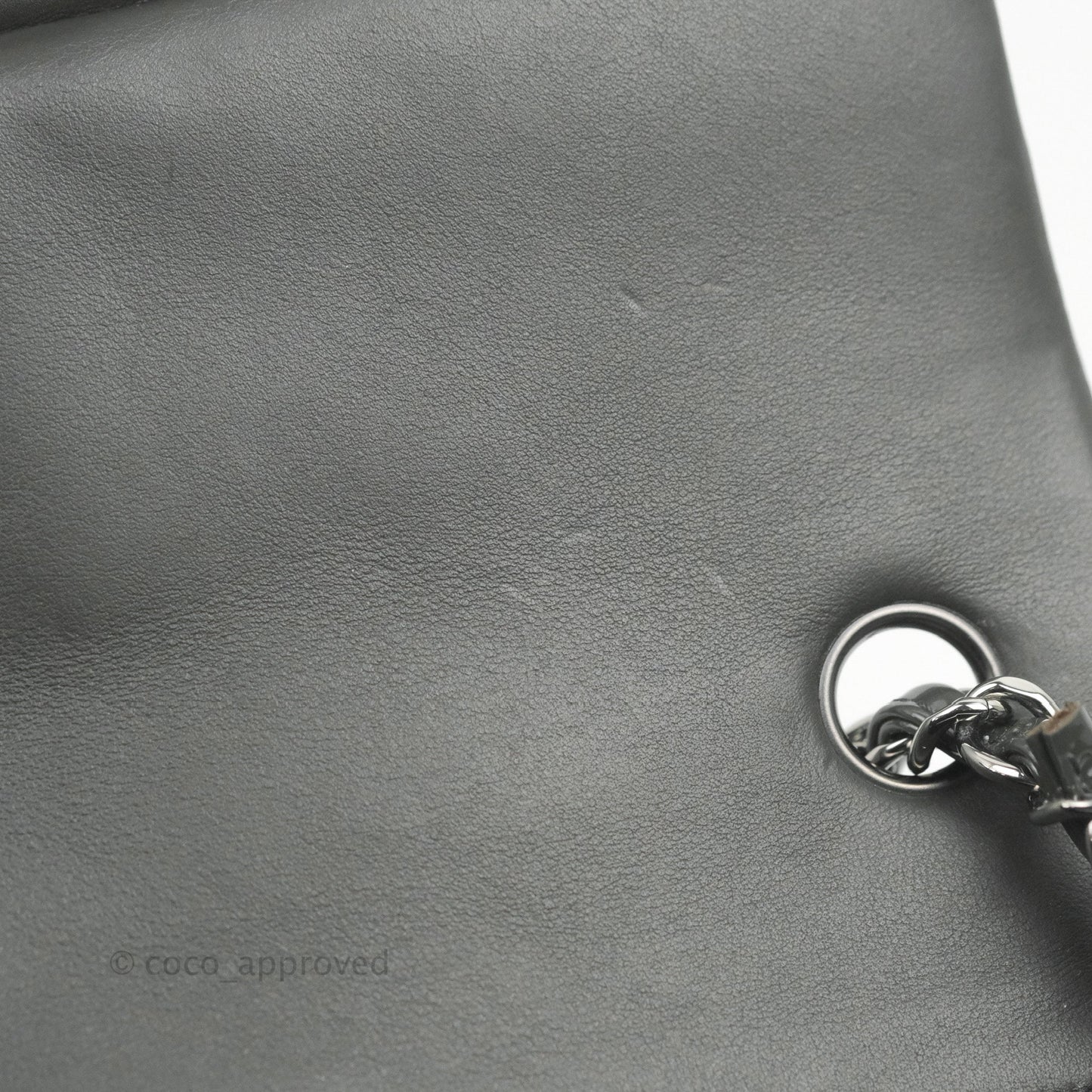 Chanel Quilted Mini Rectangular Dark Grey Patent Silver Hardware