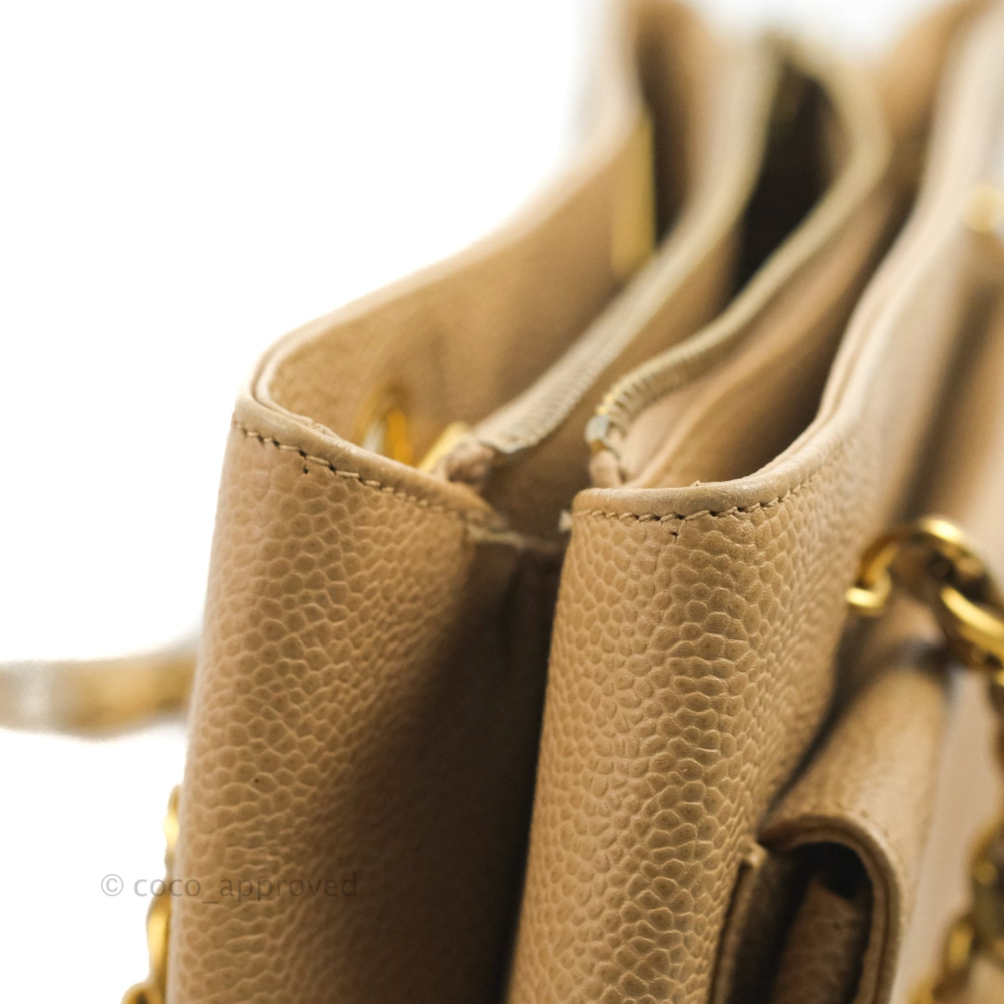 Chanel Vintage Tote Beige Caviar 24K Gold Hardware