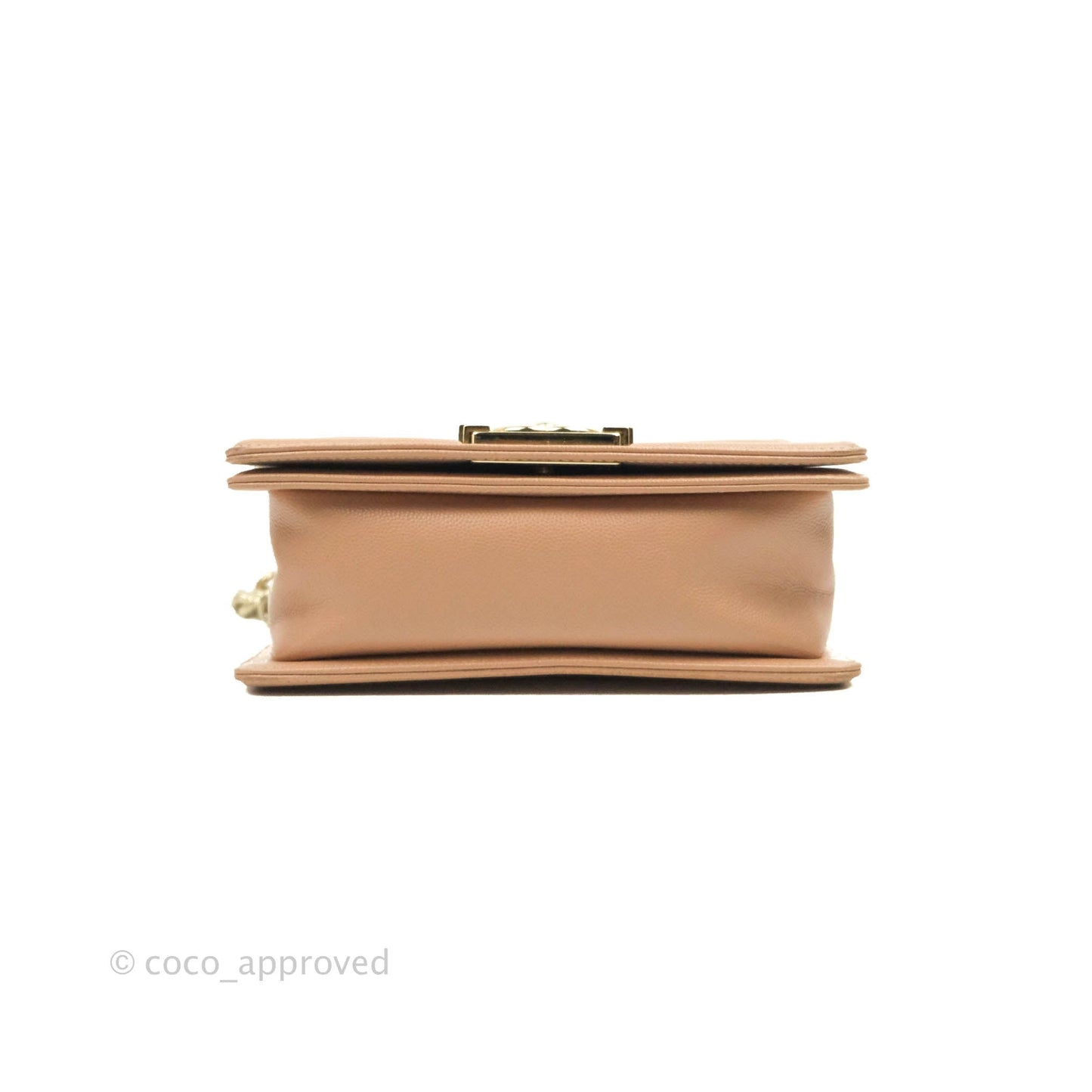 Chanel Small Chevron Boy Dark Beige Caviar Gold Hardware