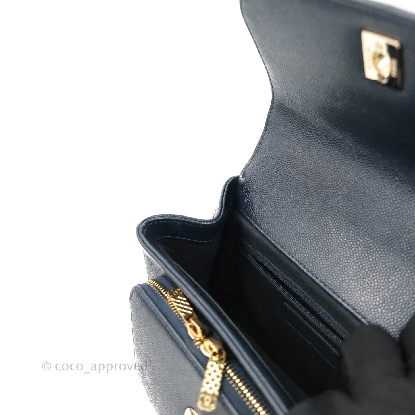 Chanel Quilted Small Business Affinity Flap Navy Caviar Gold Hardware