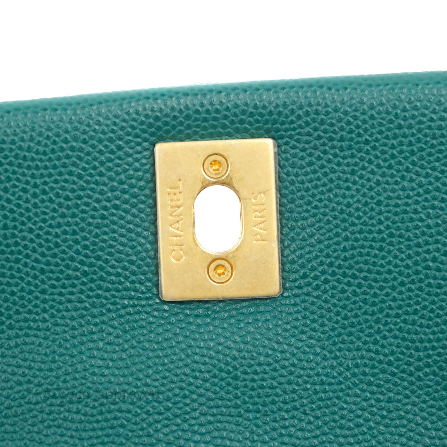 Chanel Small Quilted Coco Handle Teal Green Caviar Gold Hardware