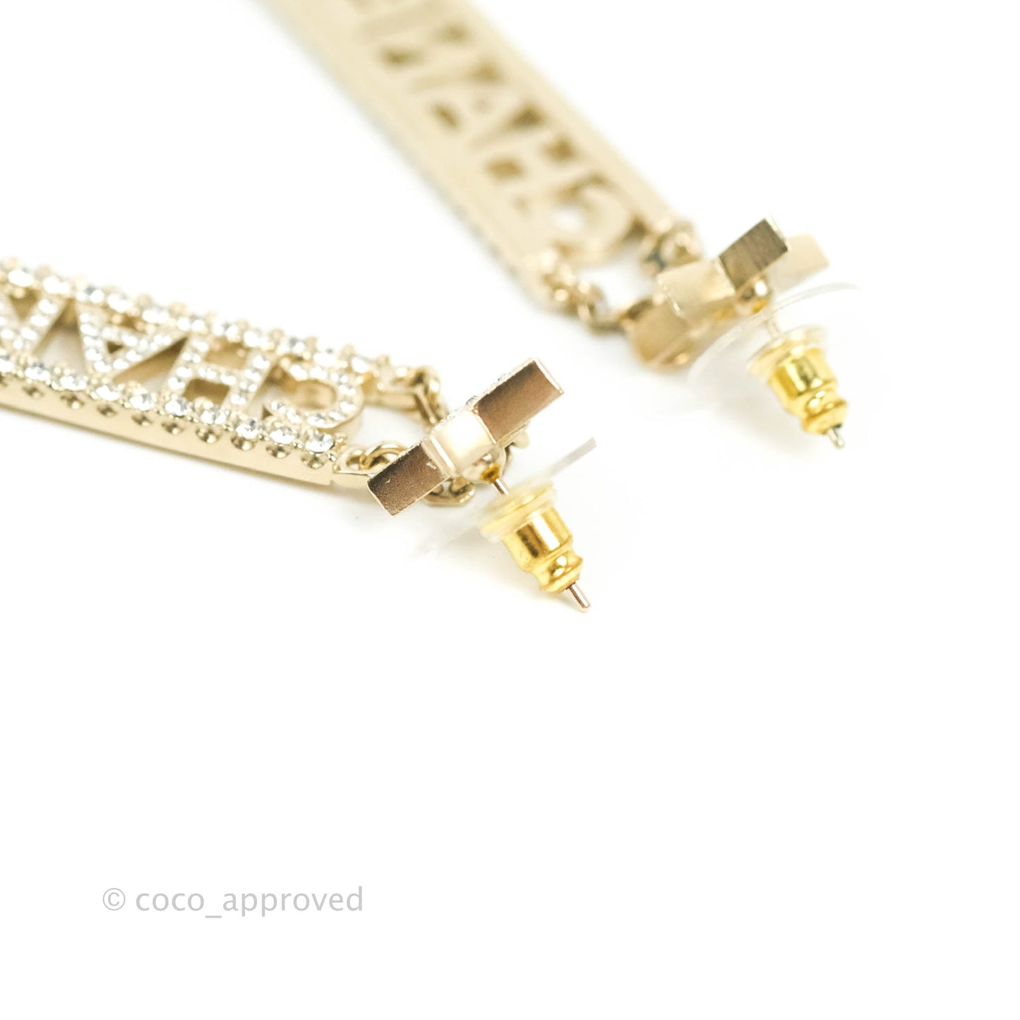 Chanel Crystal Star No5 CHANEL Drop Earrings Gold Tone 22S