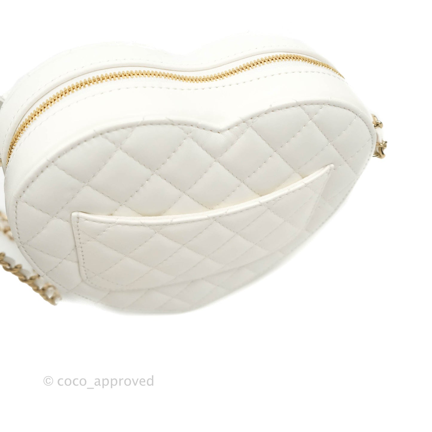 Chanel Large Heart Bag White Lambskin Gold Hardware 22S
