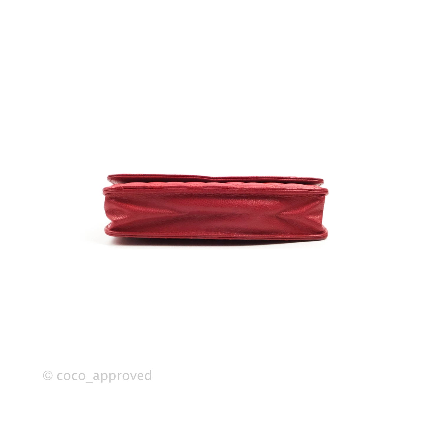 Chanel Quilted Classic Wallet on Chain WOC Red Caviar Ruthenium Hardware