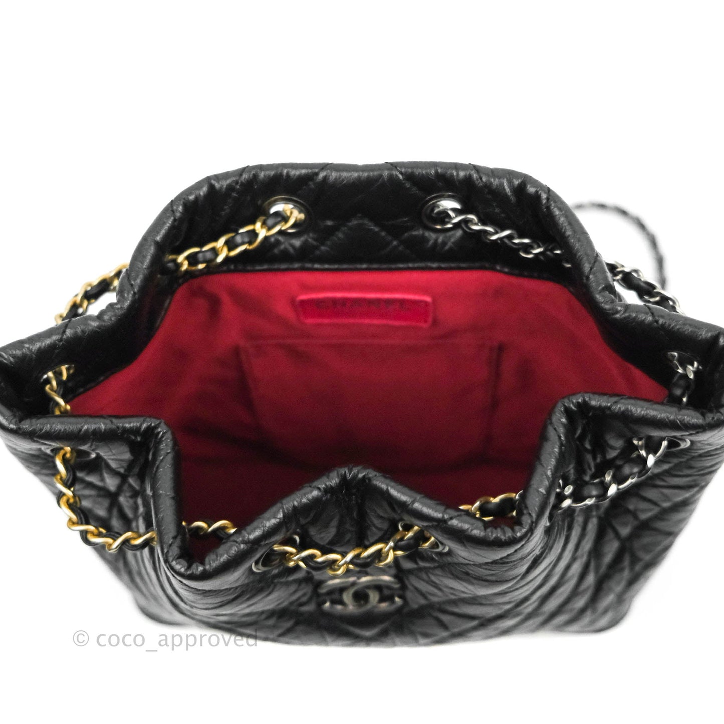 Chanel Chevron Small Gabrielle Backpack Black Aged Calfskin