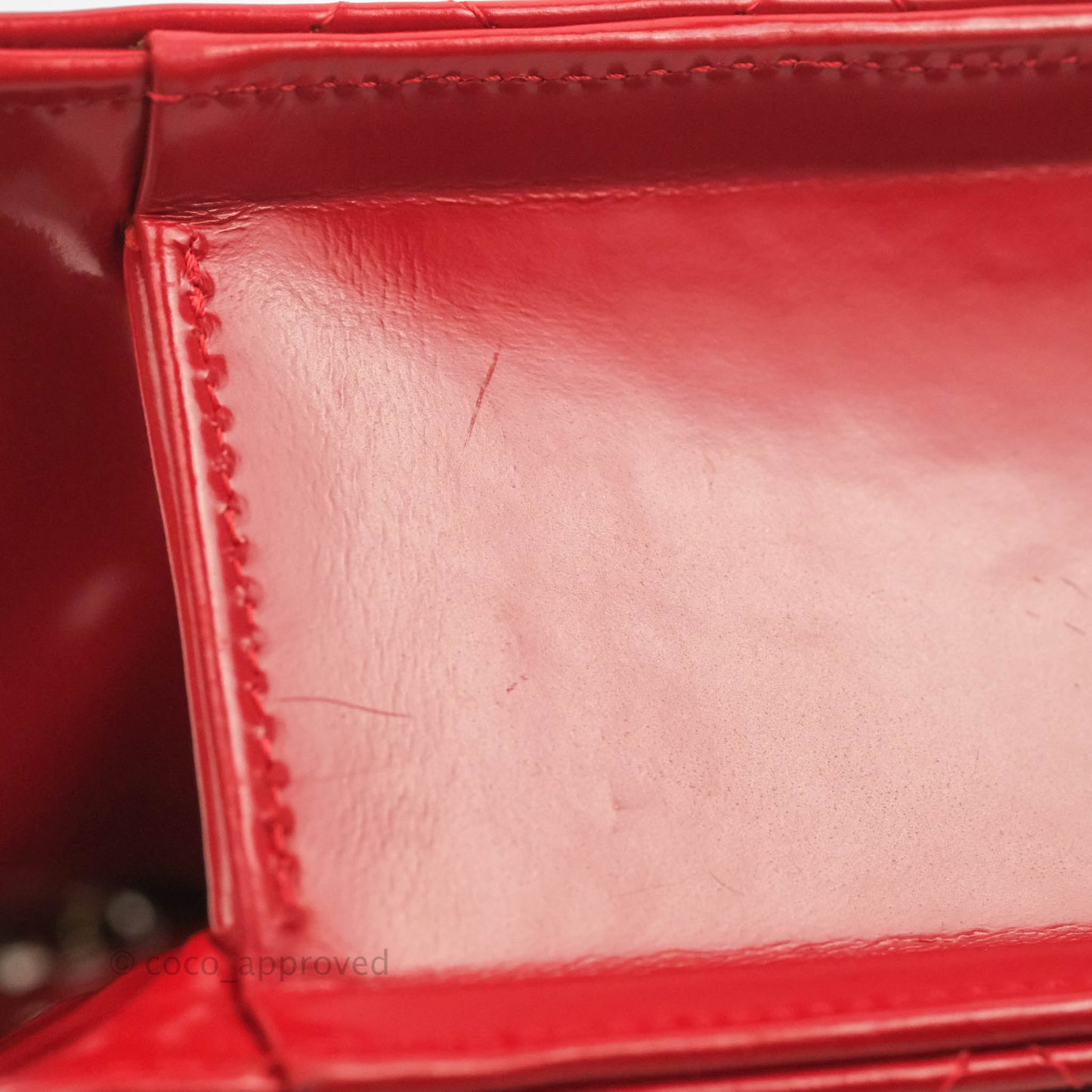 Chanel Flat Quilted Mini Flap Red Box Calfskin Gold Hardware