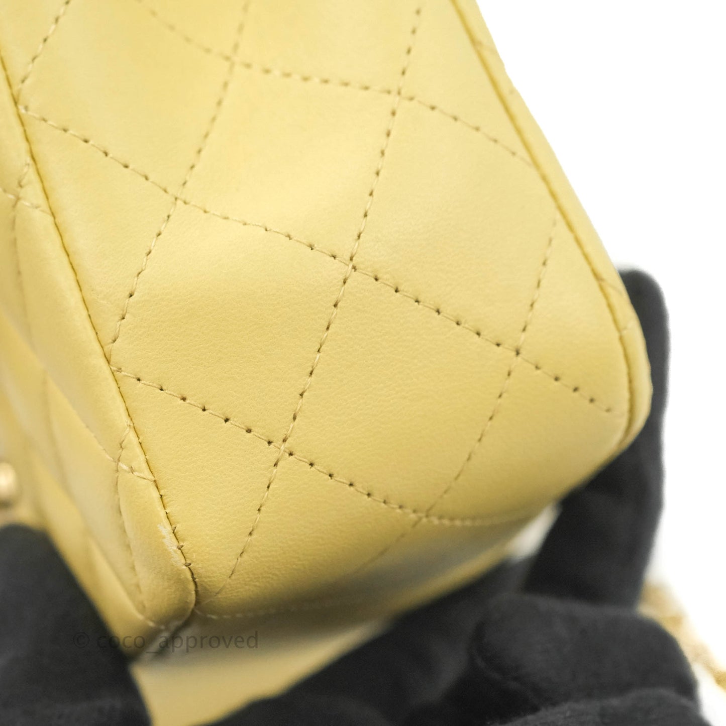 Chanel Top Handle Mini Rectangular Flap Bag Yellow Lambskin Gold Hardware