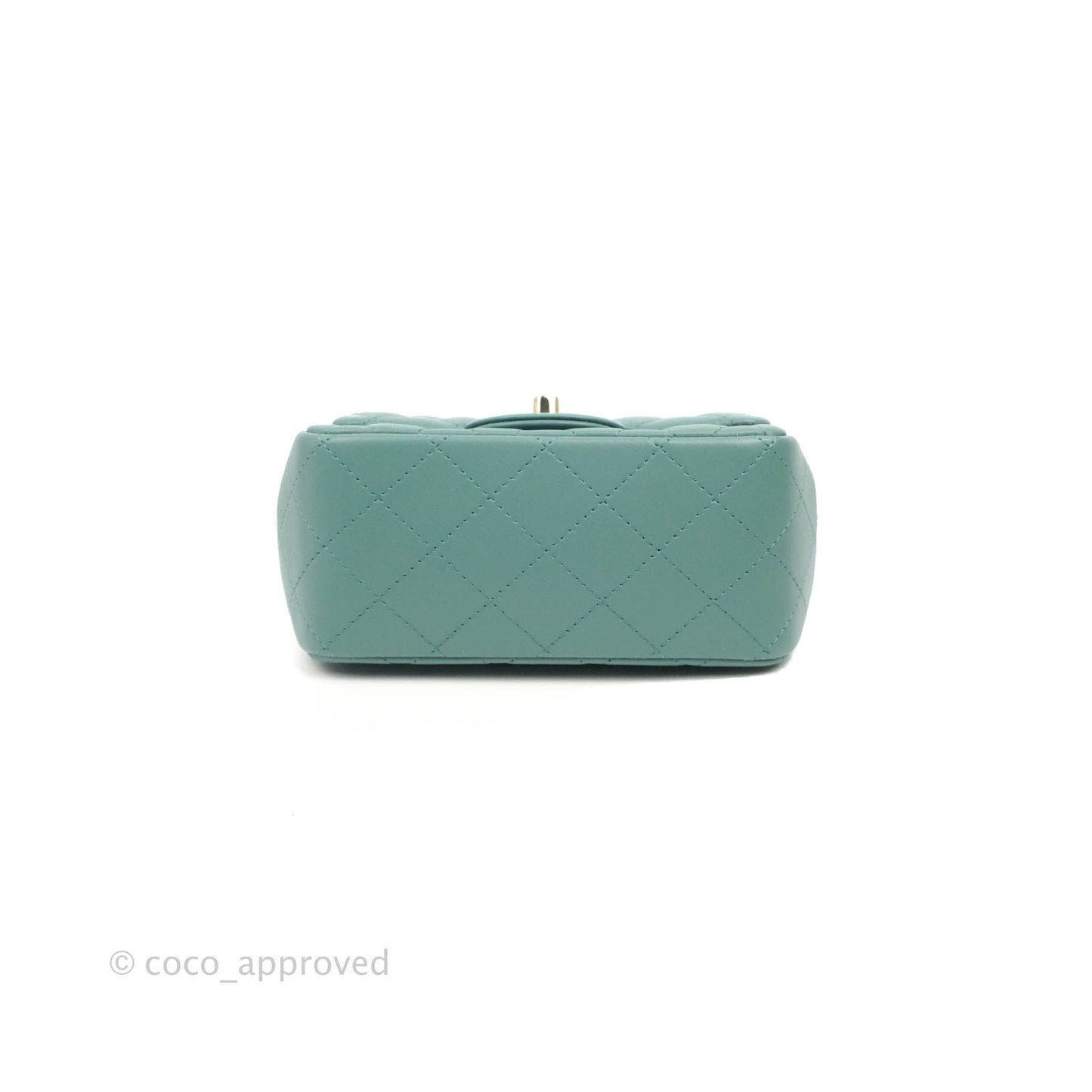 Chanel Mini Square Teal Green Lambskin Gold Hardware