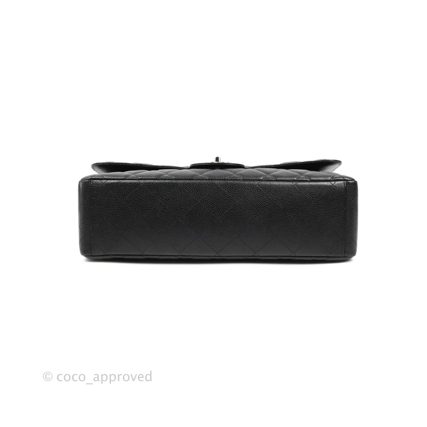 Chanel Quilted Single Flap Maxi Black Caviar Silver Hardware