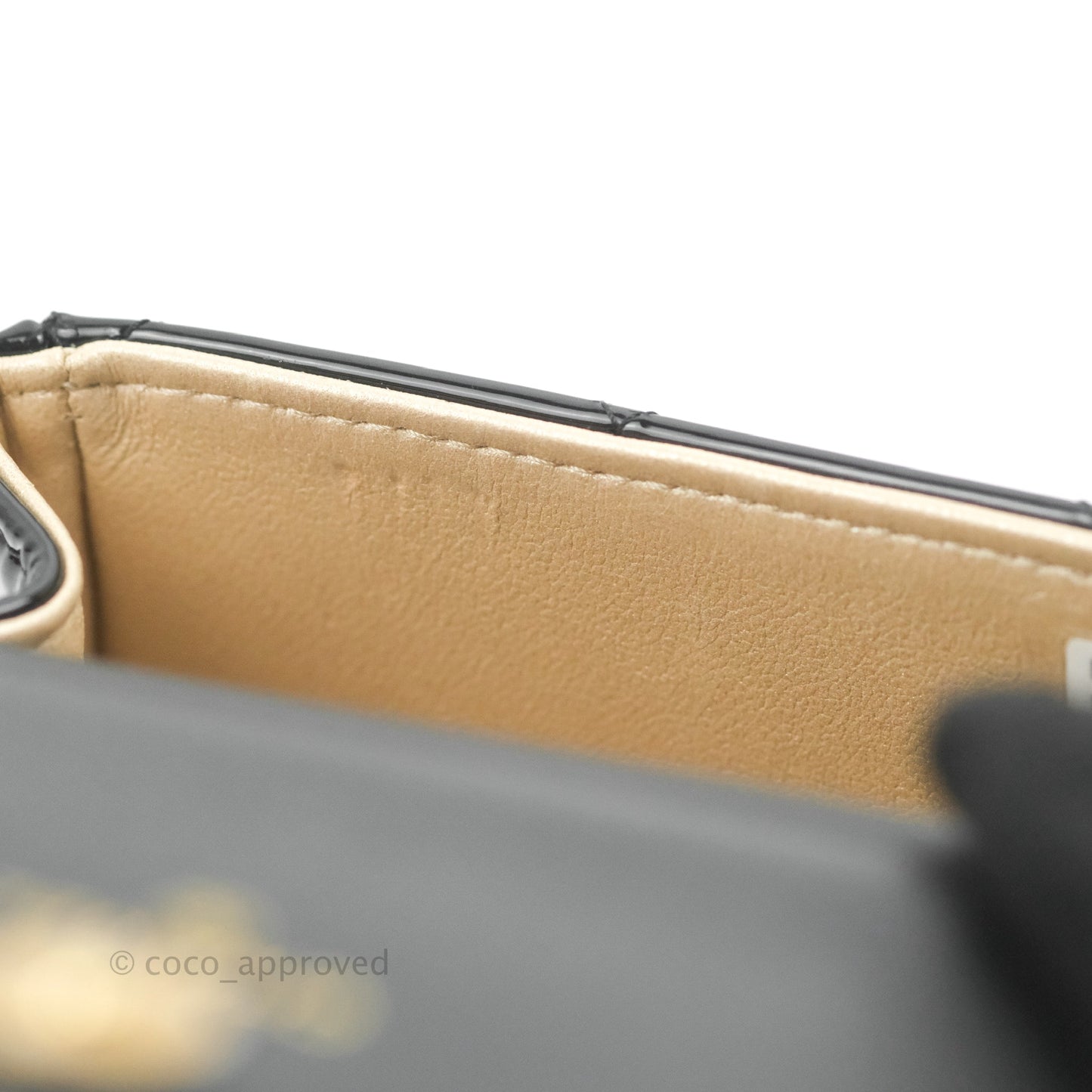 Chanel Quilted Clutch With Chain Patent Metal Black Gold Hardware