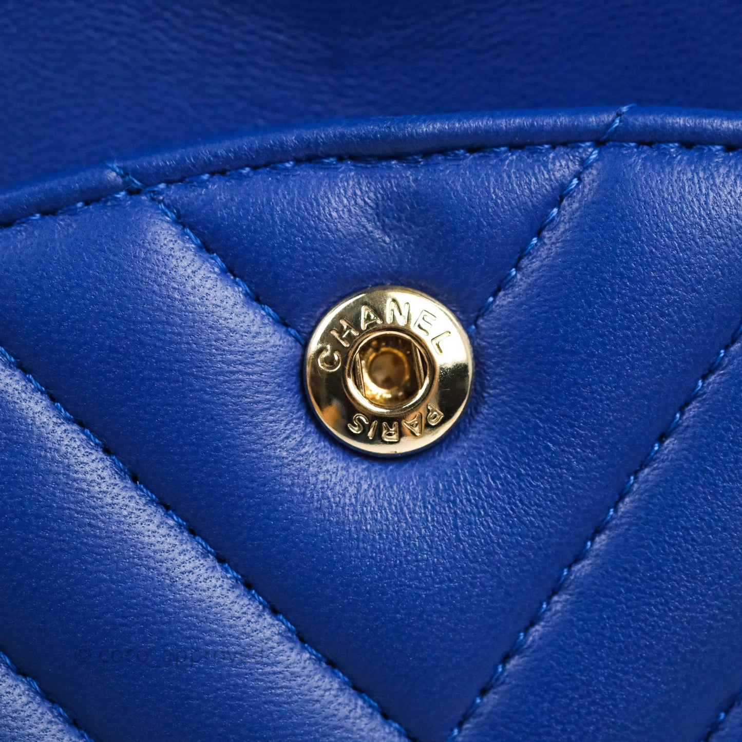 Chanel Classic M/L Medium Chevron Double Flap Blue Lambskin Gold Hardware