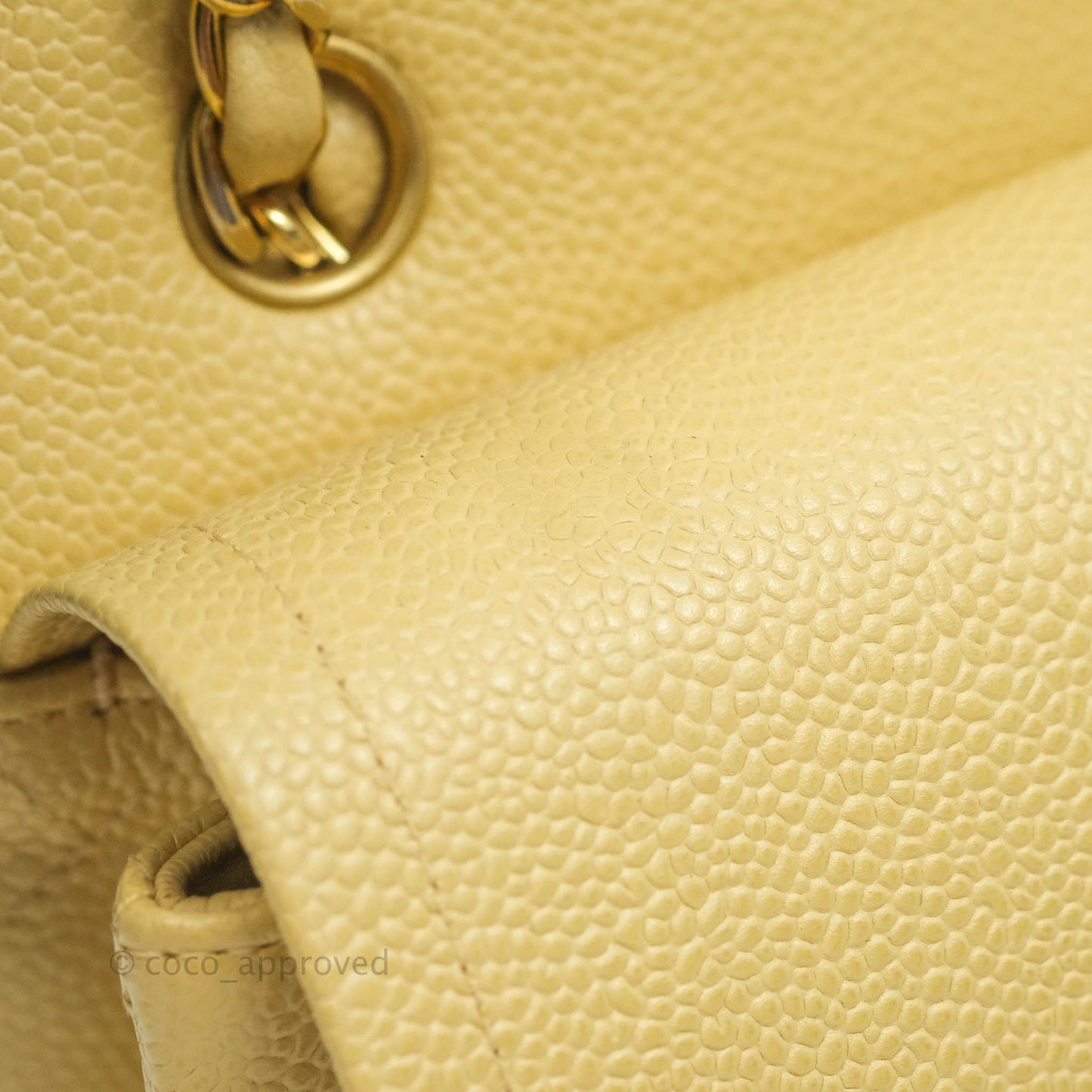 Chanel Vintage Classic M/L Medium Double Flap Bag Beige Caviar 24K Gold Hardware