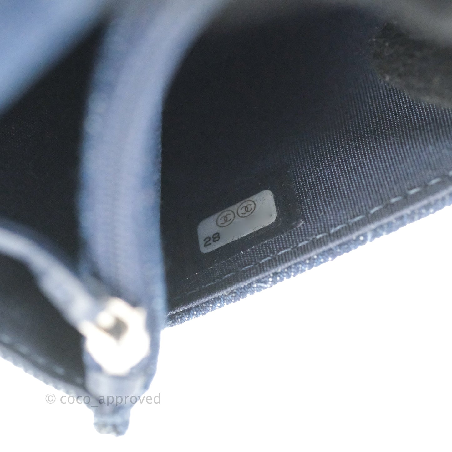Chanel Quilted Chain Around Wallet on Chain WOC Dark Blue Denim Silver Hardware