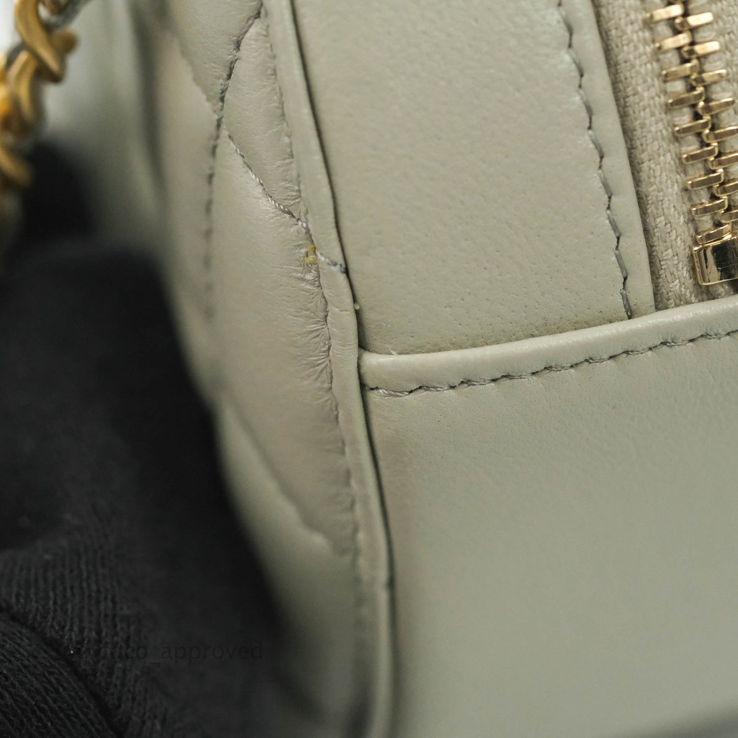 Chanel Quilted Round Pearl Crush Clutch With Chain Grey Lambskin Aged Gold Hardware