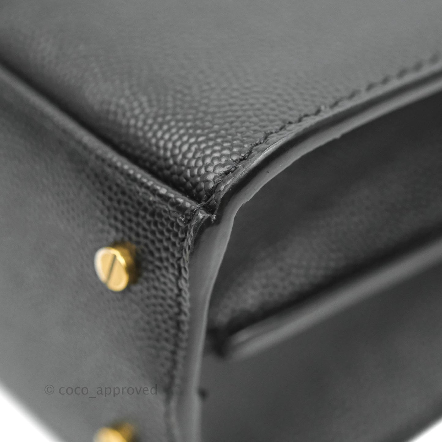Saint Lauren Cassandra Mini Top Handle Bag Black Grained Calfskin