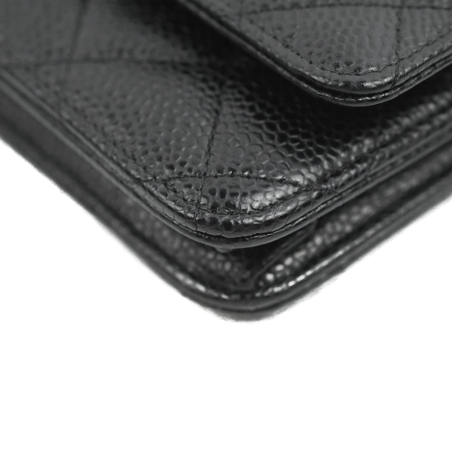 Chanel Quilted CC Chain Wallet on Chain WOC Black Caviar Gold Hardware