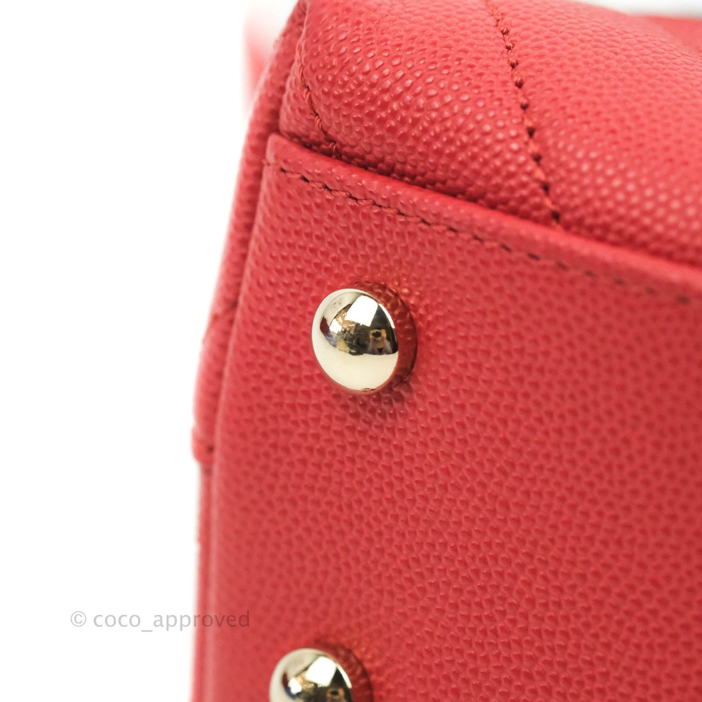Chanel Small Coco Handle Chevron Red Caviar Gold Hardware 20P