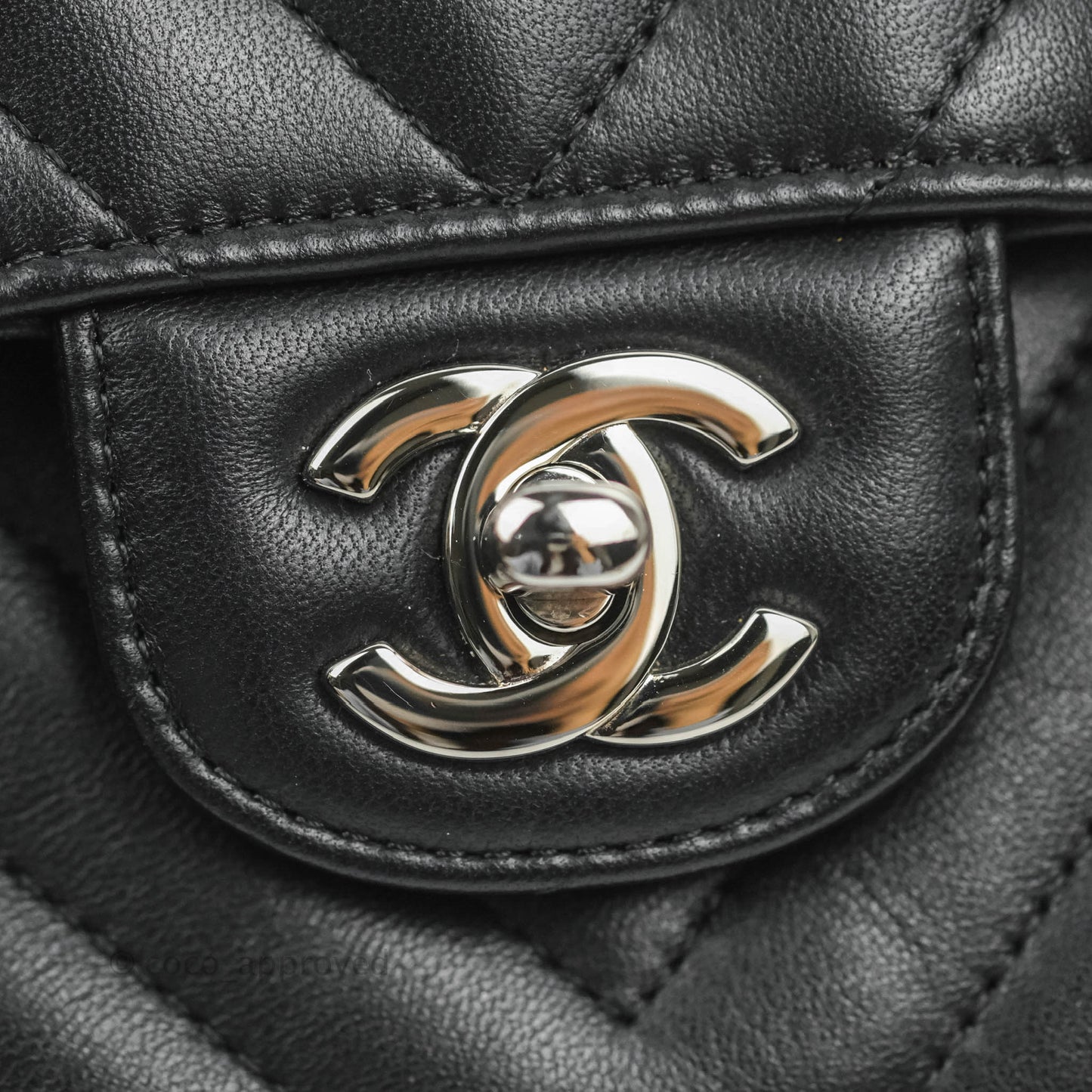 Chanel Classic Chevron S/M Small Double Flap Black Lambskin Silver Hardware