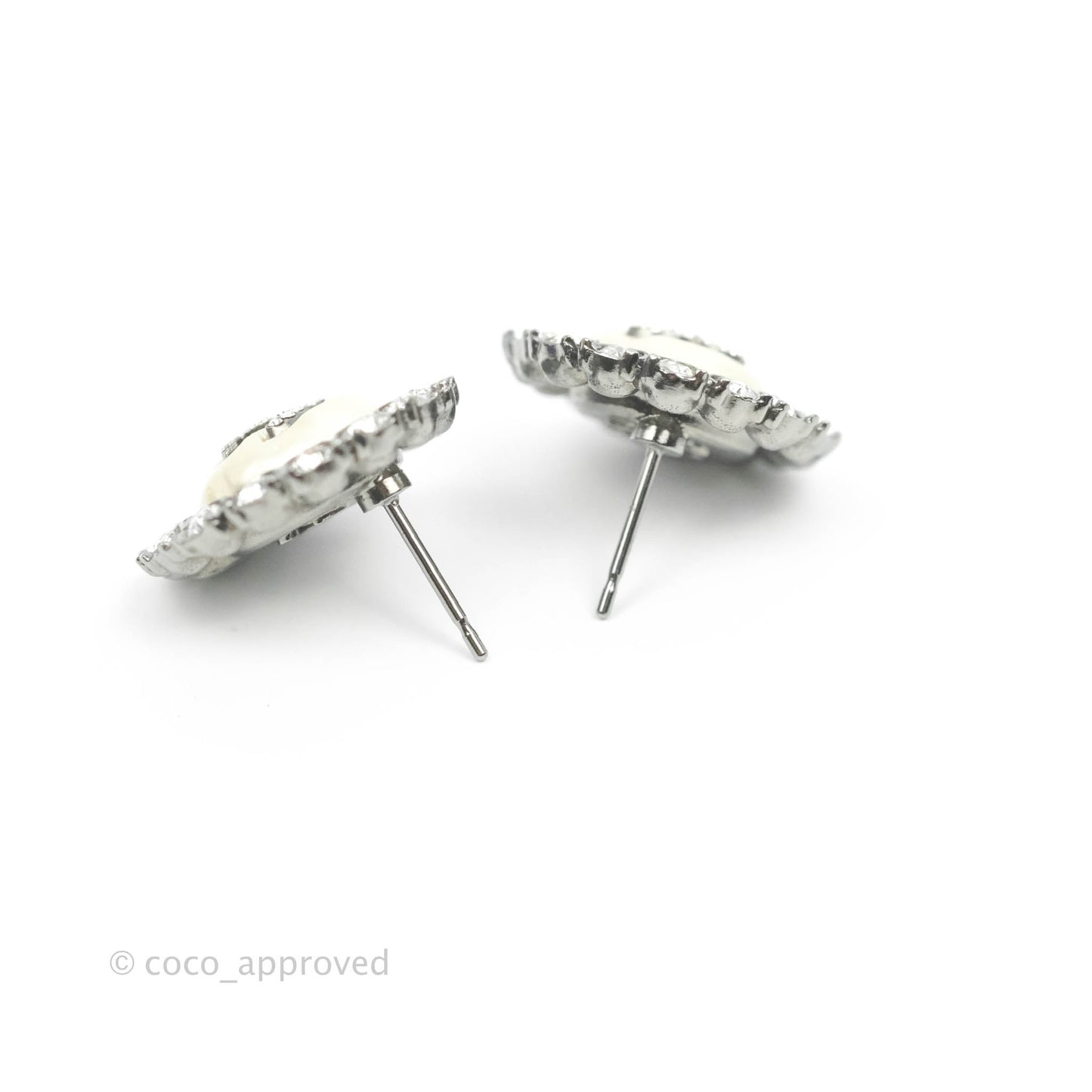 Chanel CC Crystal Round Earrings