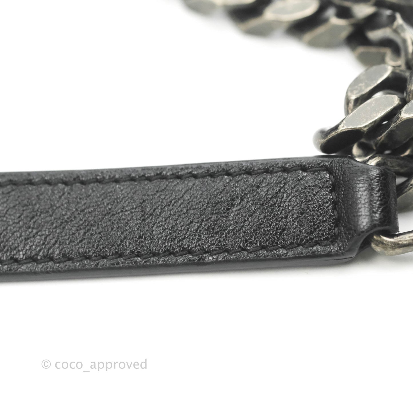 Saint Laurent Chevron Large College Black Chain Bag Ruthenium Hardware