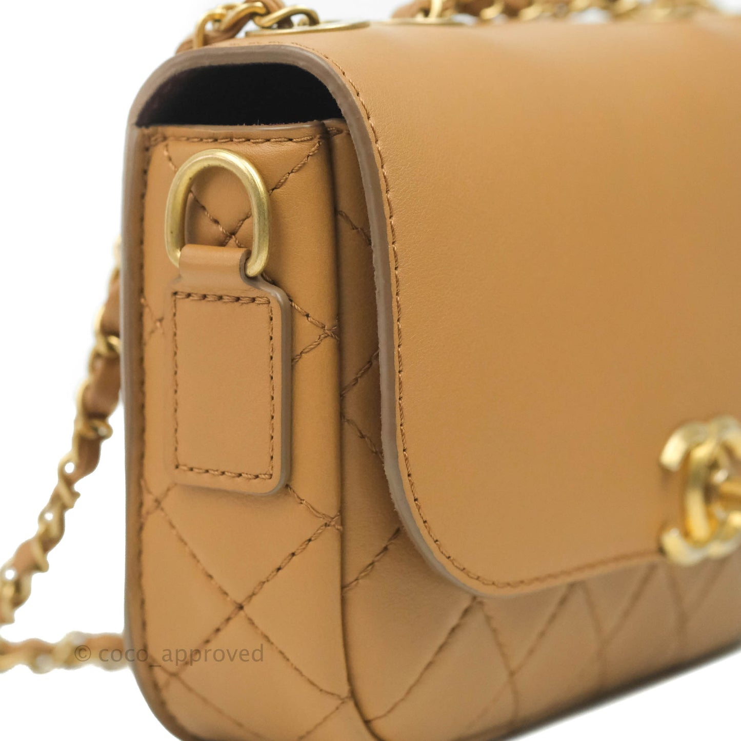 Chanel Quilted Flap With Coin Purse Caramel Calfskin Aged Gold Hardware 19K